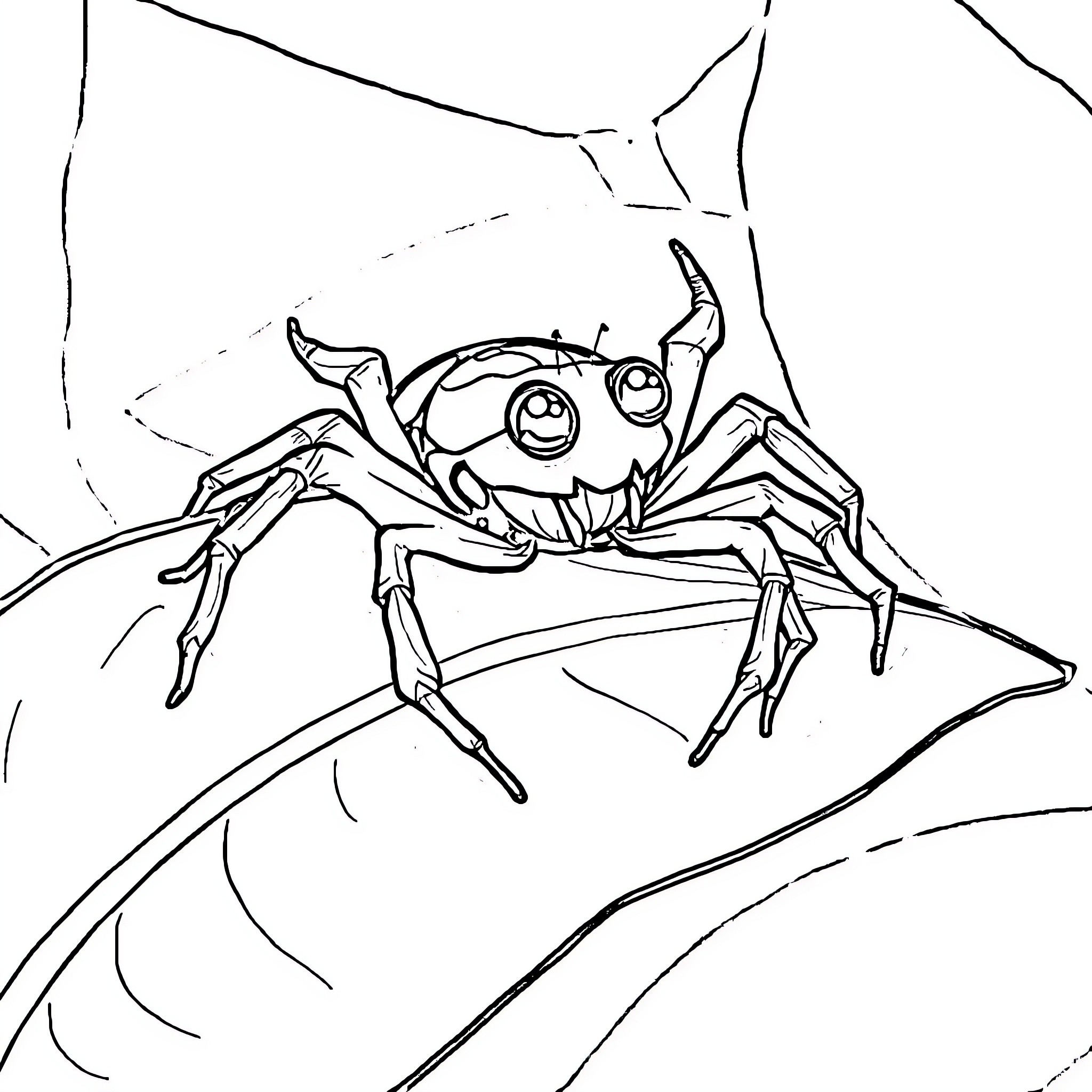 Spider scuttling across a rocky surface Coloring Page (free black-and-white line drawing printable PDF for all, from beginners to advanced learners, including children, teens, adults, and seniors)