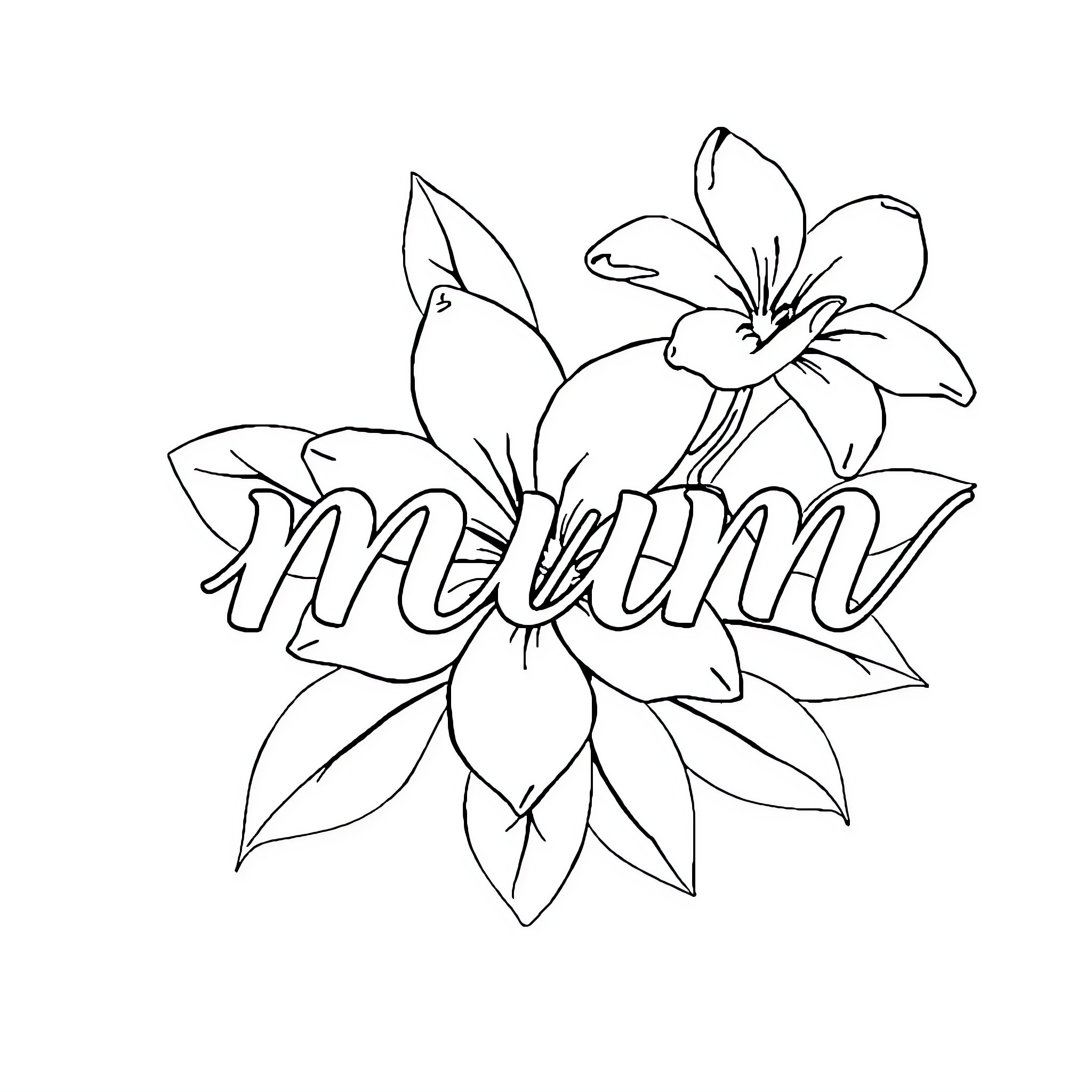 Mum's Floral Delight Coloring Page (free black-and-white line drawing printable PDF for all, from beginners to advanced learners, including children, teens, adults, and seniors)