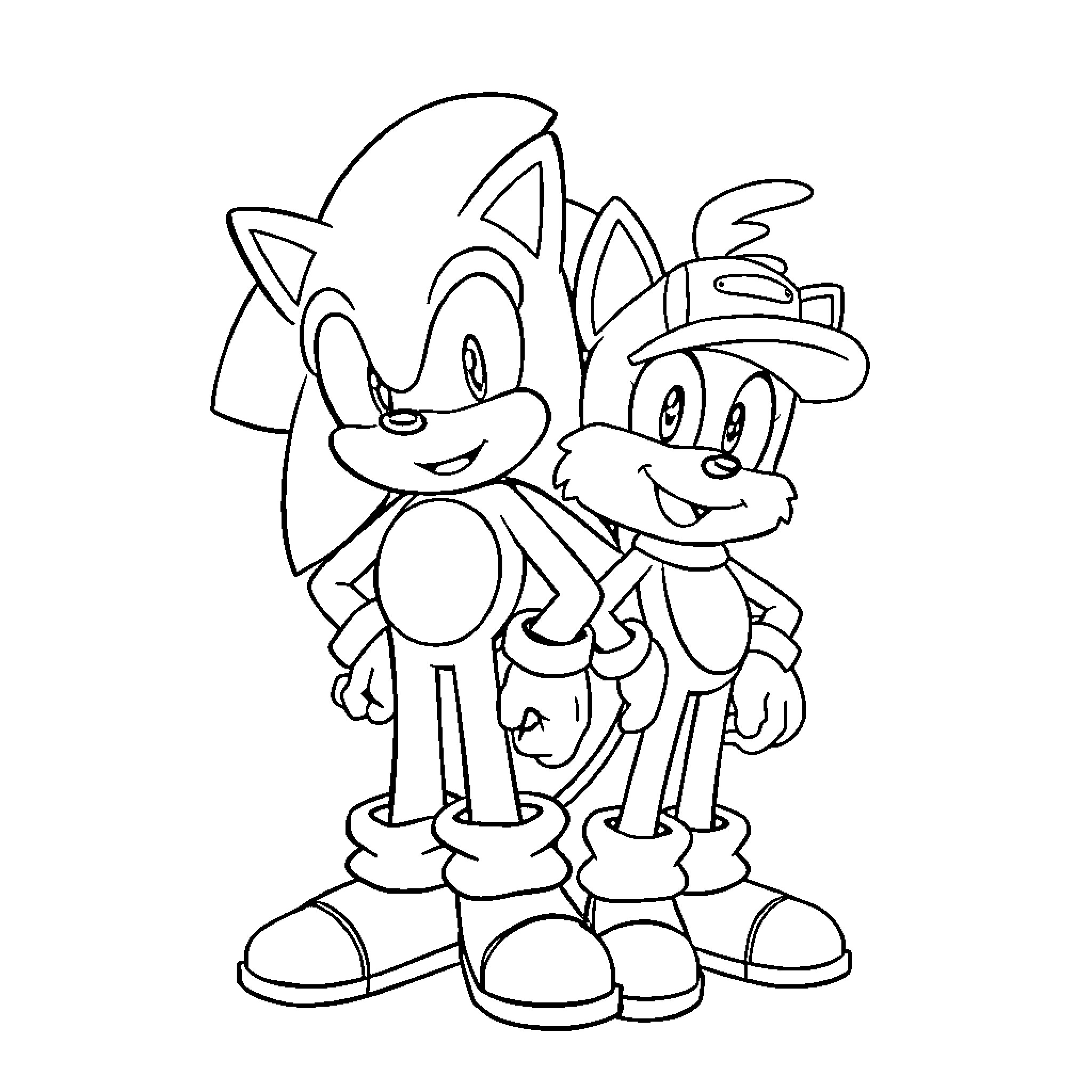 Sonic and Friends in Adventure Mode Coloring Page (free black-and-white line drawing printable PDF for all, from beginners to advanced learners, including children, teens, adults, and seniors)