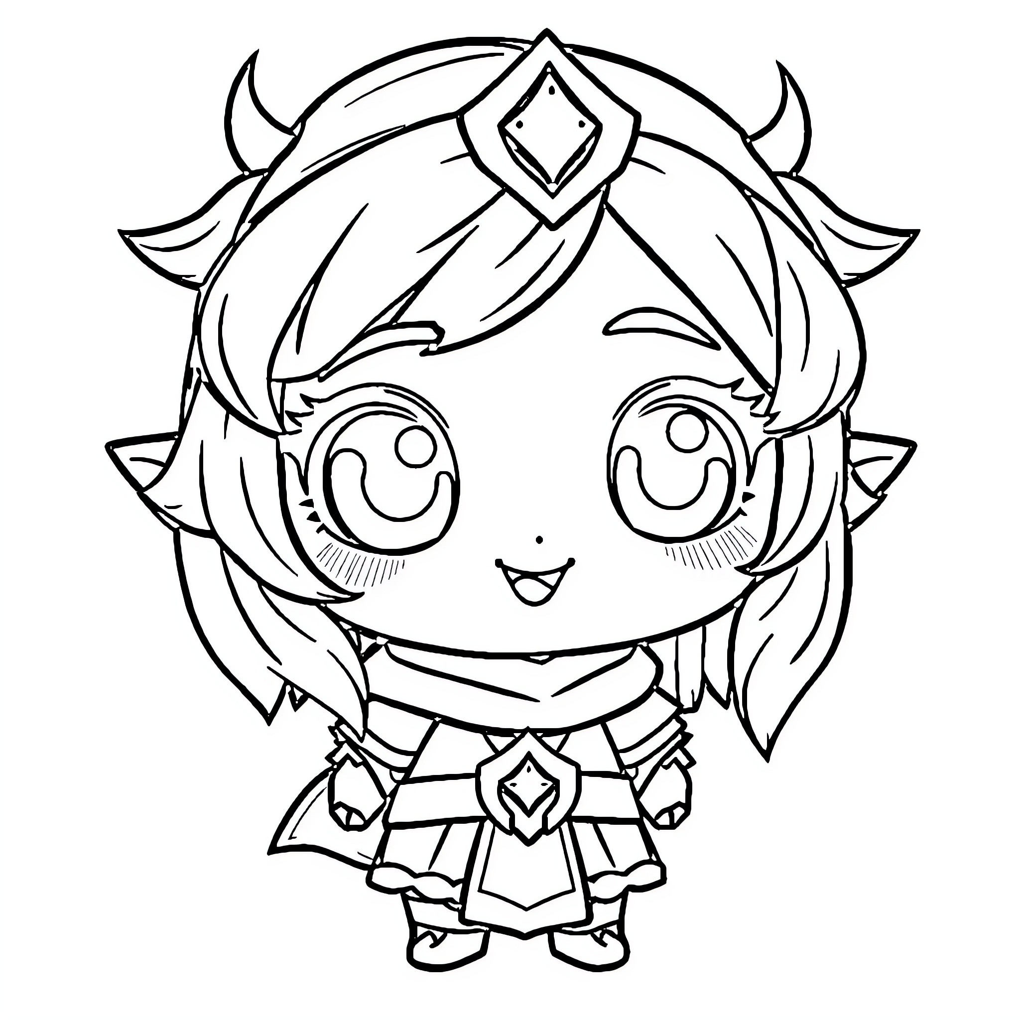 Sarka's Cheerful Adventure Coloring Page (free black-and-white line drawing printable PDF for all, from beginners to advanced learners, including children, teens, adults, and seniors)