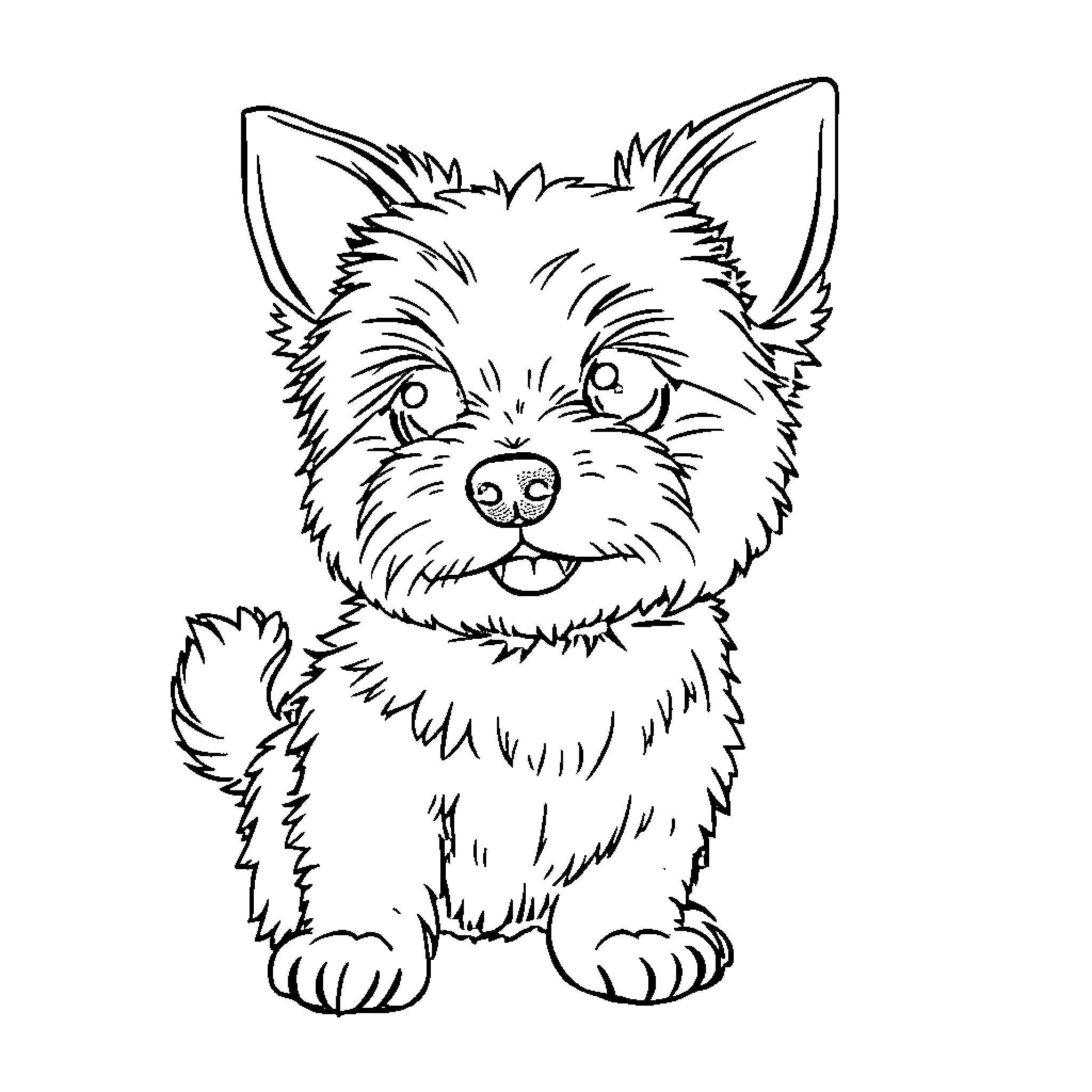 Bitzy the Playful Puppy Coloring Page (free black-and-white line drawing printable PDF for all, from beginners to advanced learners, including children, teens, adults, and seniors)