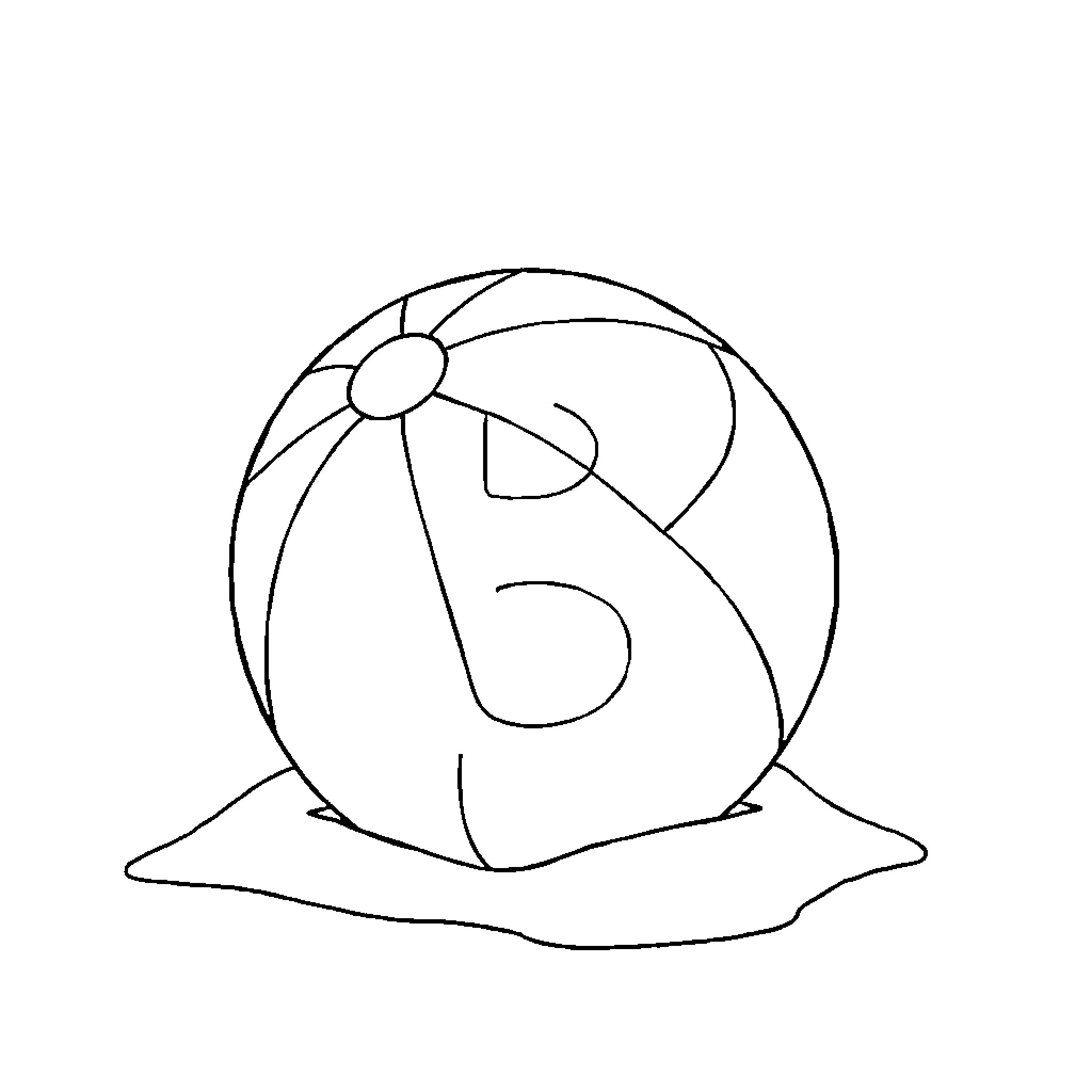 Beach Ball Outline on White Background Coloring Page (free black-and-white line drawing printable PDF for all, from beginners to advanced learners, including children, teens, adults, and seniors)