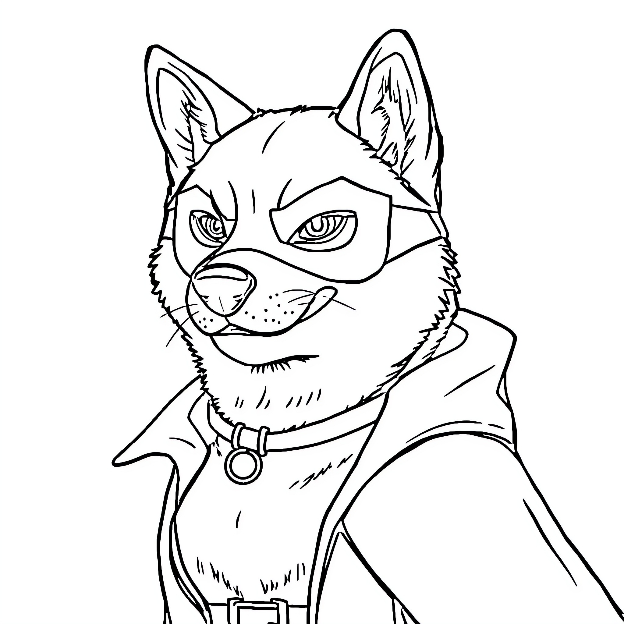 Shiba Inu superhero in black and white Coloring Page (free black-and-white line drawing printable PDF for all, from beginners to advanced learners, including children, teens, adults, and seniors)