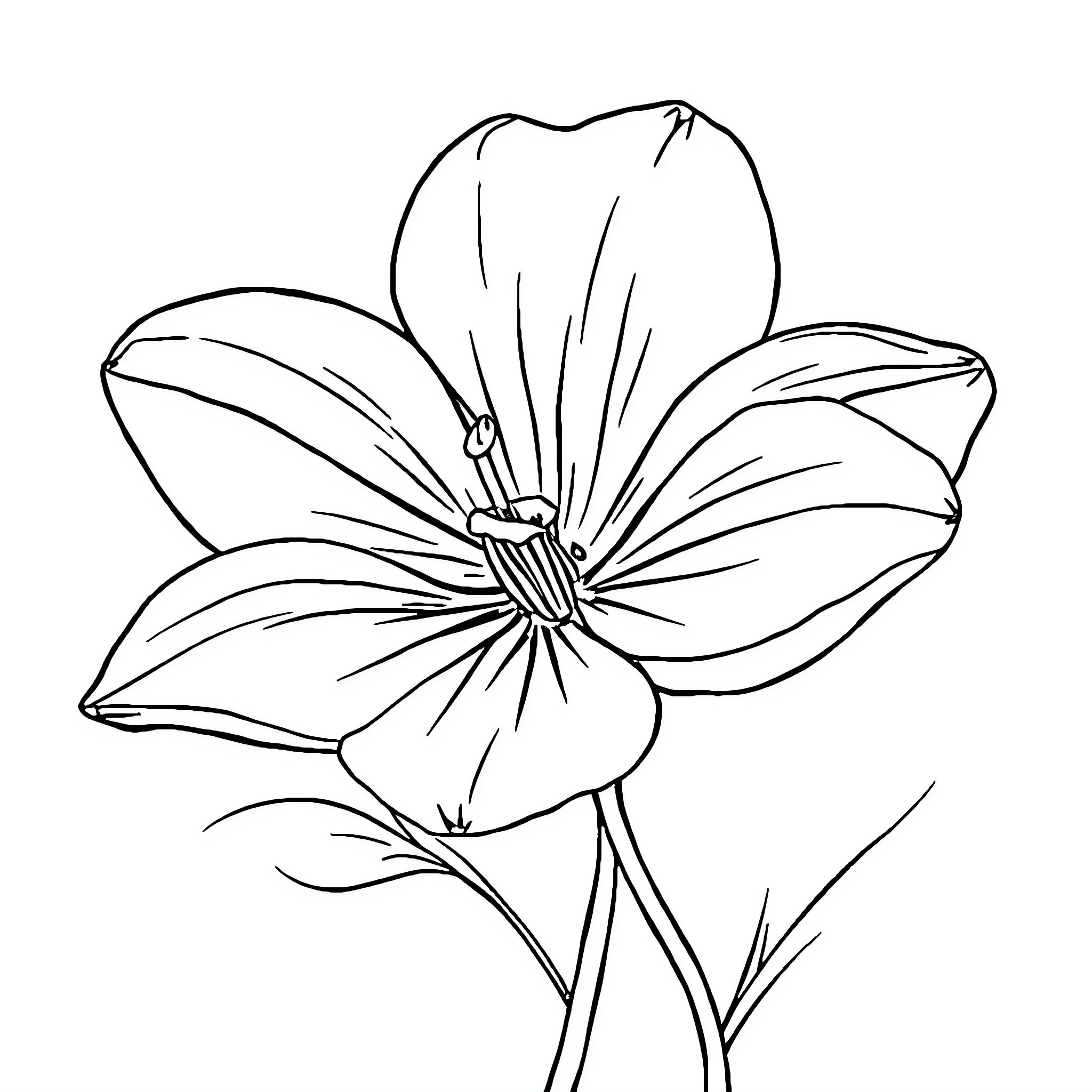 Flower blooming in monochrome Coloring Page (free black-and-white line drawing printable PDF for all, from beginners to advanced learners, including children, teens, adults, and seniors)