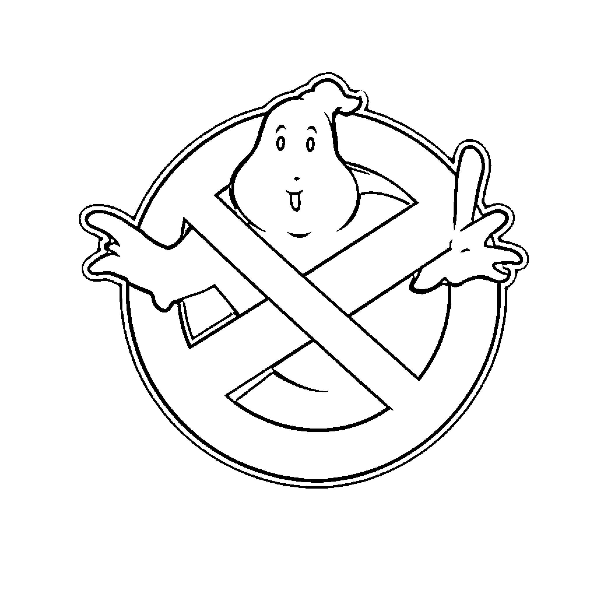 Ghostbuster Logo with Crossed Arms Figure Coloring Page (free black-and-white line drawing printable PDF for all, from beginners to advanced learners, including children, teens, adults, and seniors)