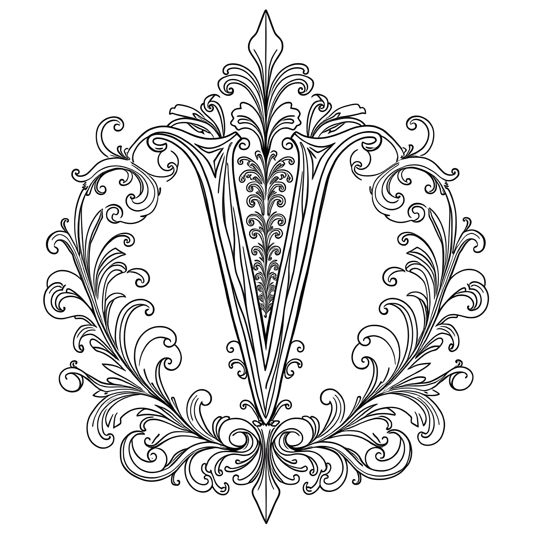 Letter with Ornate Floral Border Coloring Page (free black-and-white line drawing printable PDF for all, from beginners to advanced learners, including children, teens, adults, and seniors)