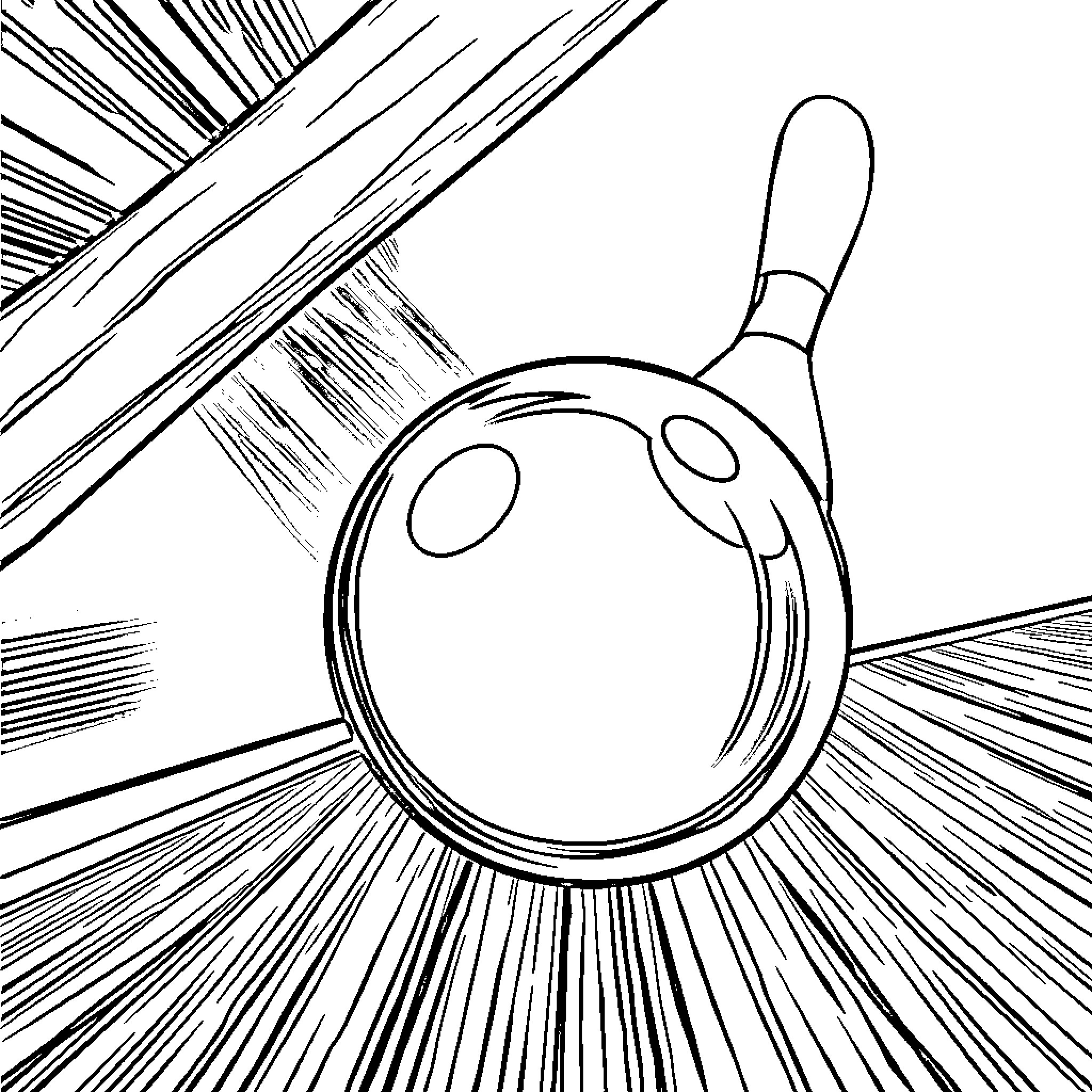 Baseball Bat Striking Through Bright Light Coloring Page (free black-and-white line drawing printable PDF for all, from beginners to advanced learners, including children, teens, adults, and seniors)