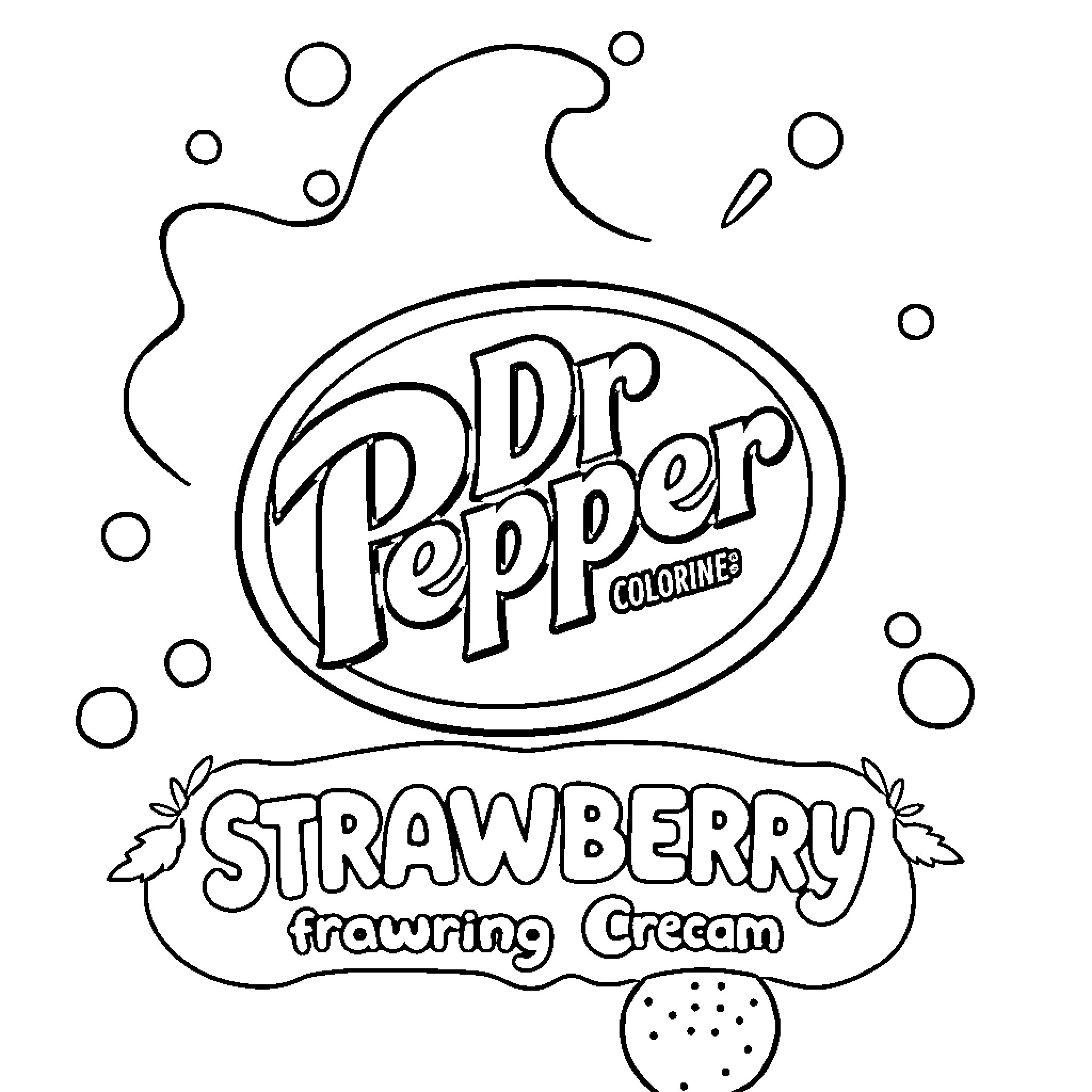 Dr Pepper coloring page with strawberry flavor Coloring Page (free black-and-white line drawing printable PDF for all, from beginners to advanced learners, including children, teens, adults, and seniors)