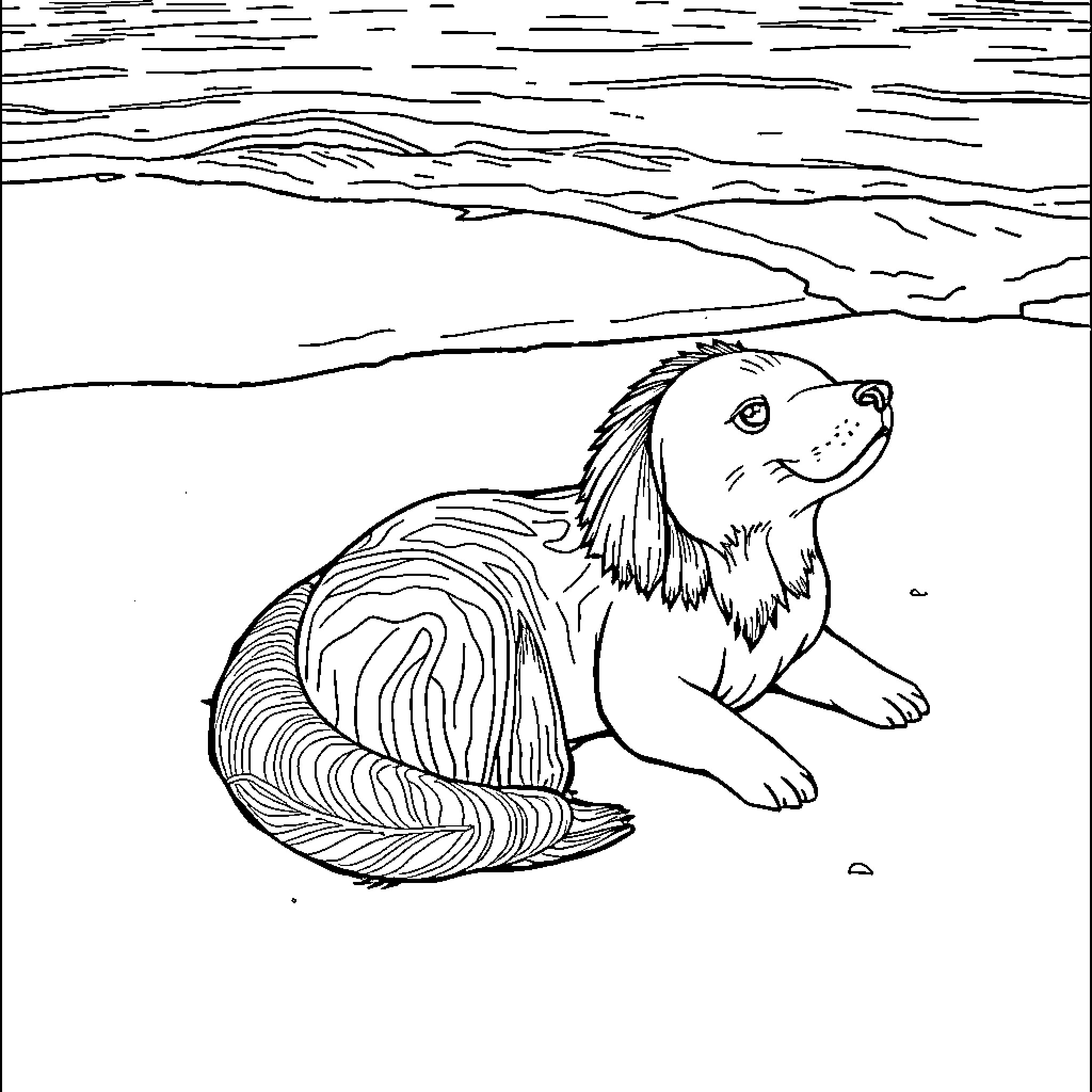 Makima Enjoying Nature's Serene Landscape Coloring Page (free black-and-white line drawing printable PDF for all, from beginners to advanced learners, including children, teens, adults, and seniors)