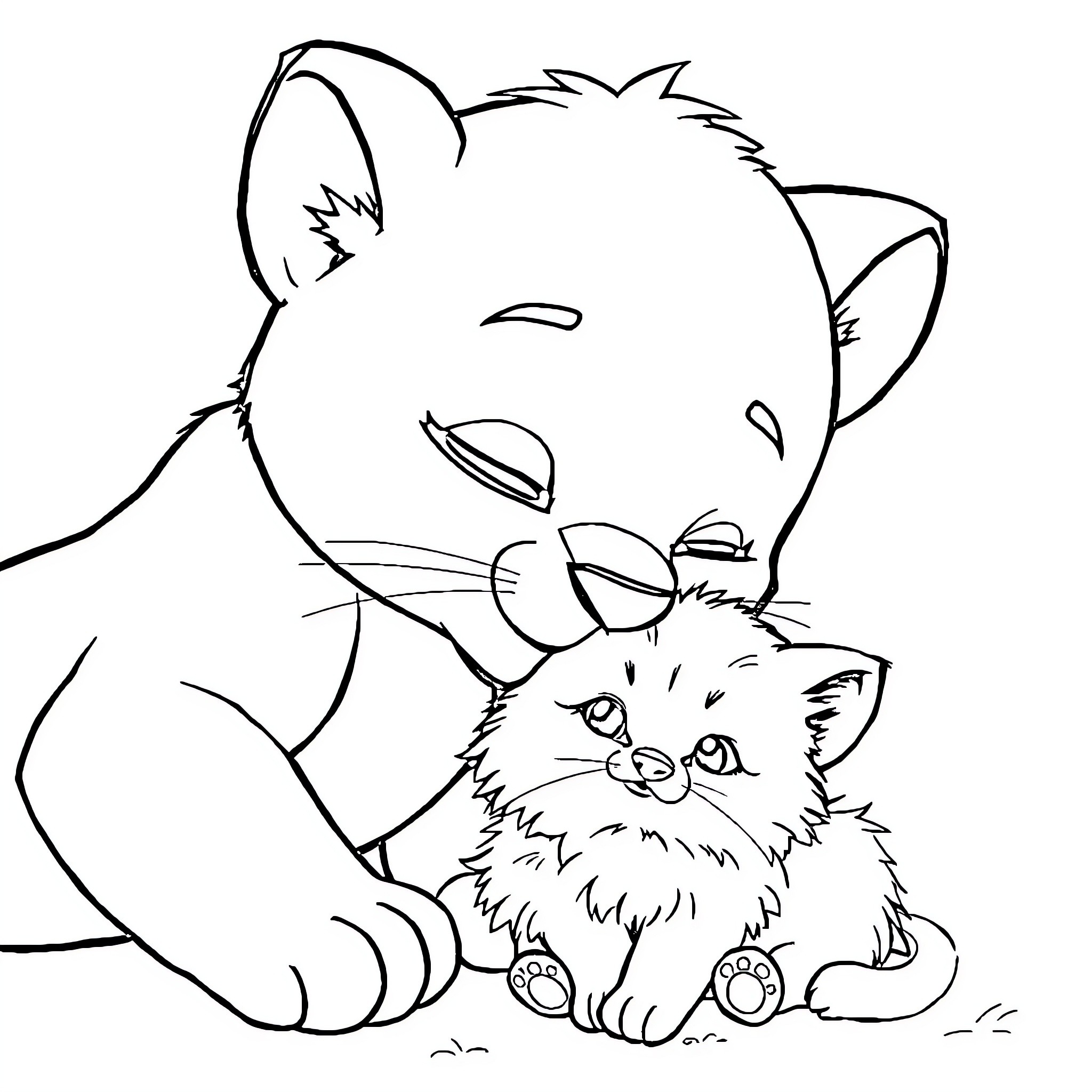 Kimba's Furry Friends Coloring Page (free black-and-white line drawing printable PDF for all, from beginners to advanced learners, including children, teens, adults, and seniors)