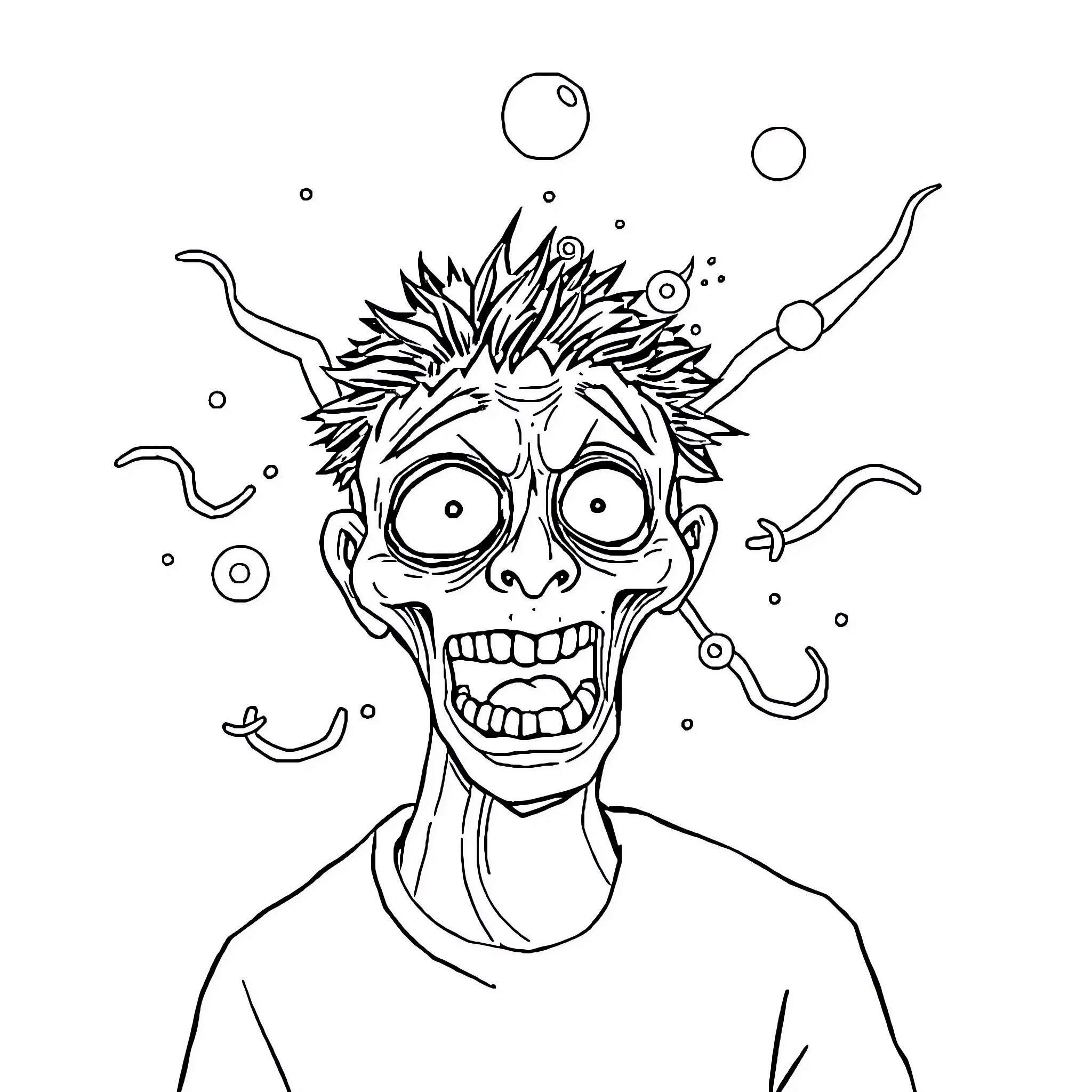 Anomali TikTok: Quirky and Expressive Character Coloring Page (free black-and-white line drawing printable PDF for all, from beginners to advanced learners, including children, teens, adults, and seniors)