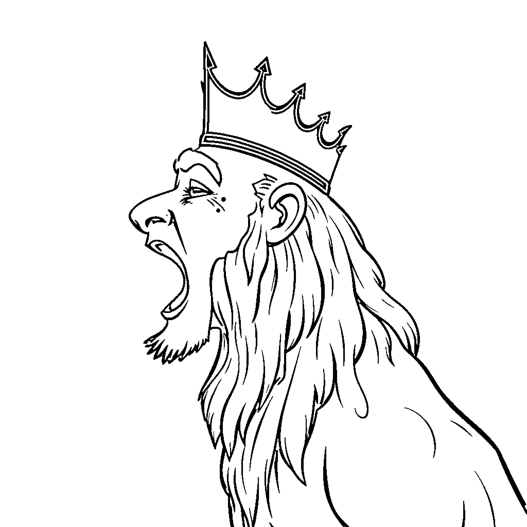 Maja, the Majestic Monarch Ruler Coloring Page (free black-and-white line drawing printable PDF for all, from beginners to advanced learners, including children, teens, adults, and seniors)