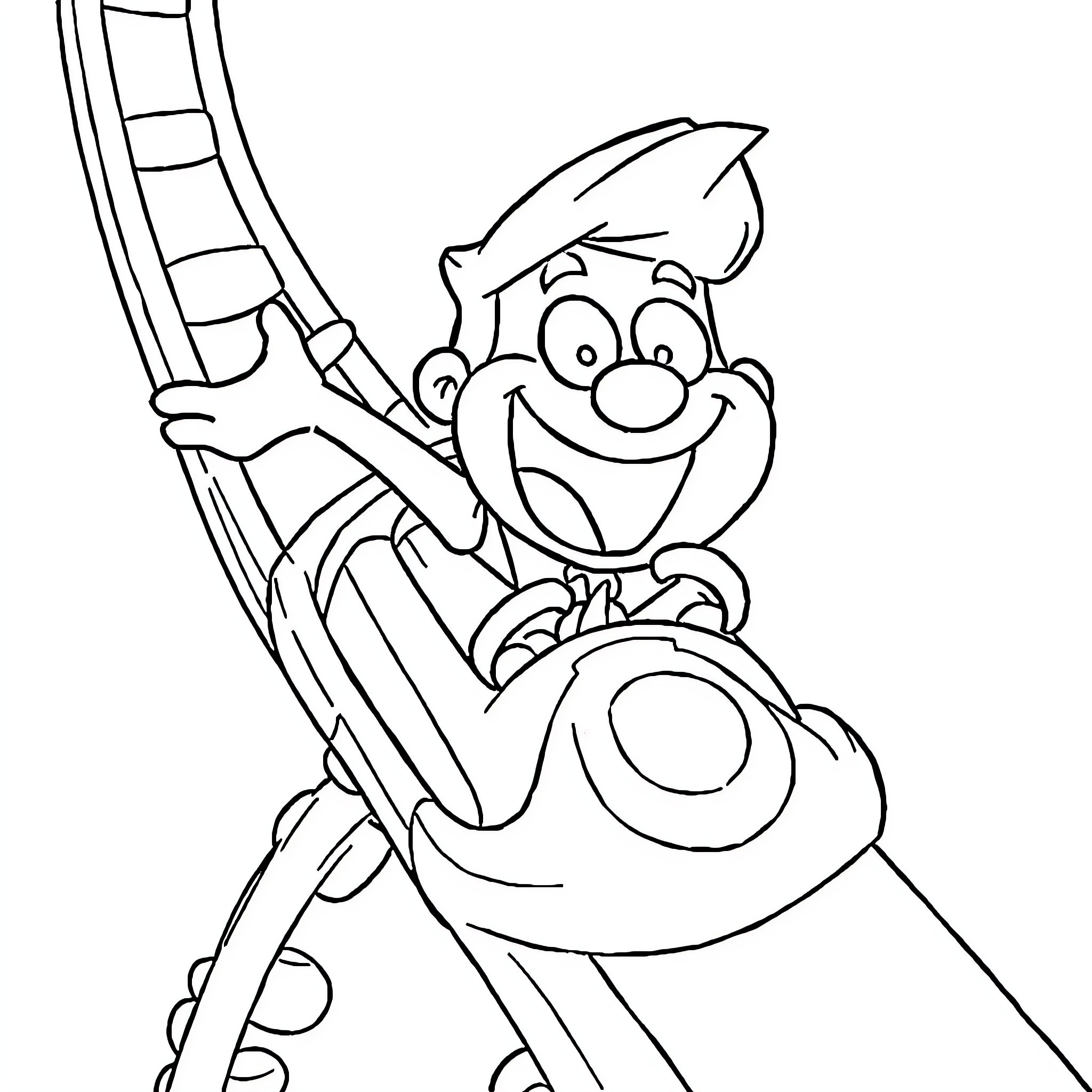 Bill's Exciting Ride on the Roller Coaster Coloring Page (free black-and-white line drawing printable PDF for all, from beginners to advanced learners, including children, teens, adults, and seniors)