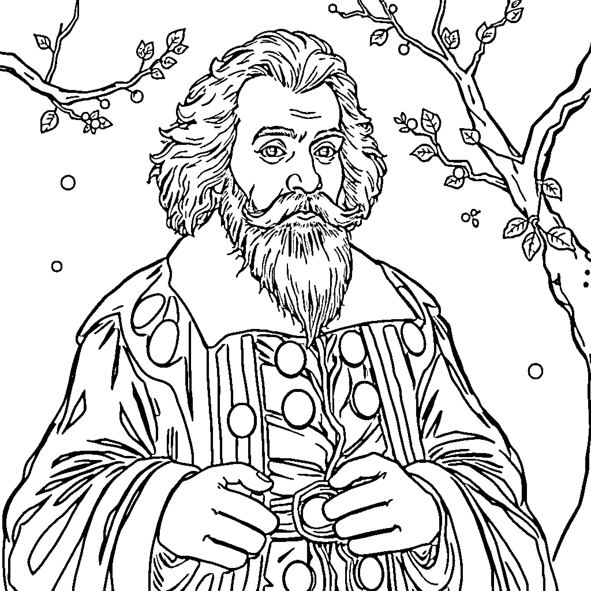 Charles Perrault's Storytelling Illustration Coloring Page (free black-and-white line drawing printable PDF for all, from beginners to advanced learners, including children, teens, adults, and seniors)