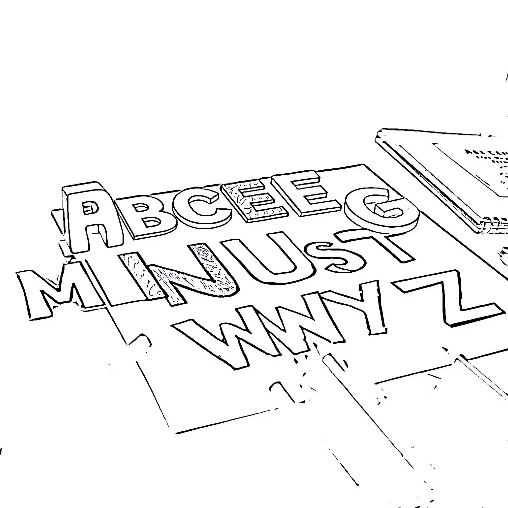 Alphabet Graffiti Art with Artistic Text Coloring Page (free black-and-white line drawing printable PDF for all, from beginners to advanced learners, including children, teens, adults, and seniors)