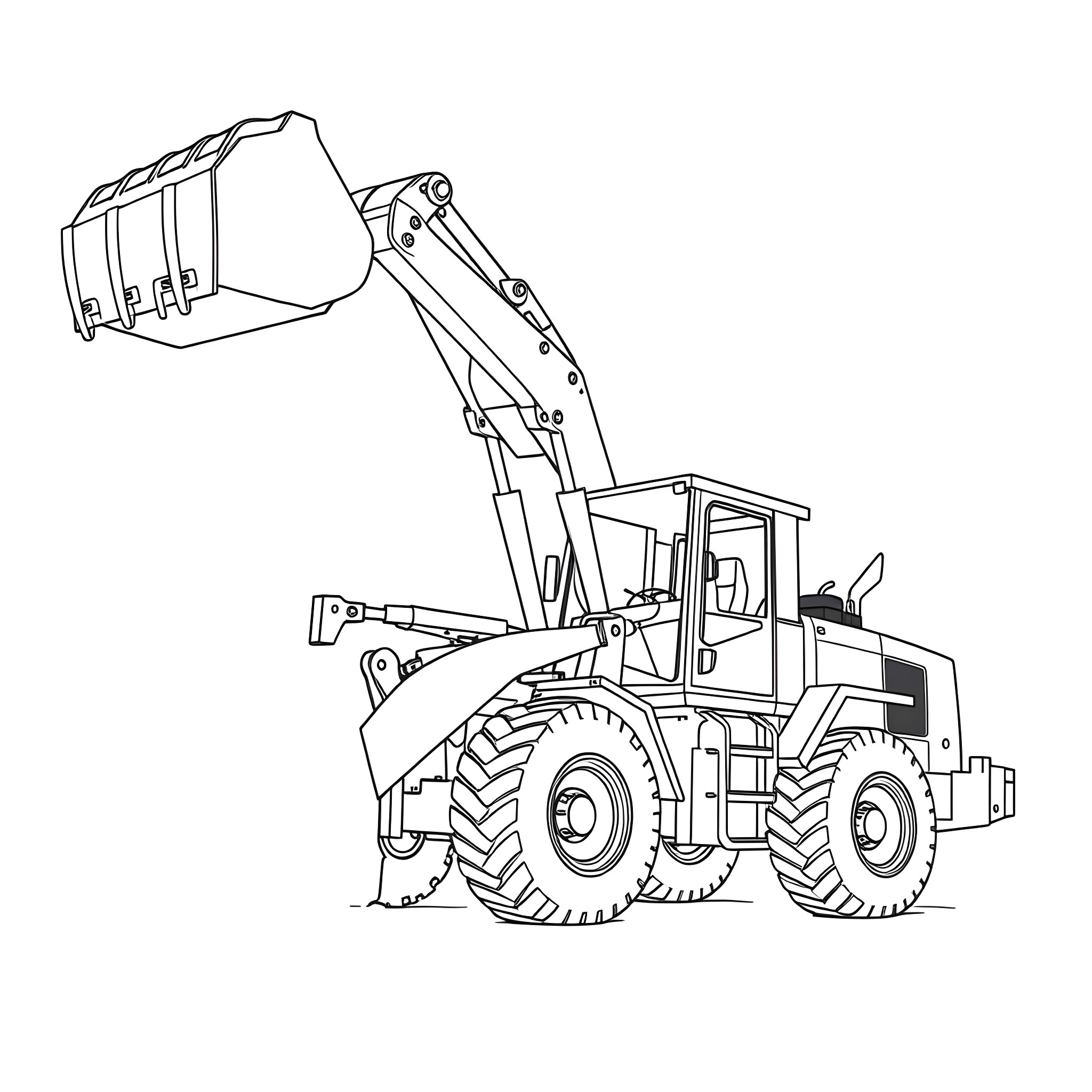 Knuckleboom Loader operating on construction site Coloring Page (free black-and-white line drawing printable PDF for all, from beginners to advanced learners, including children, teens, adults, and seniors)