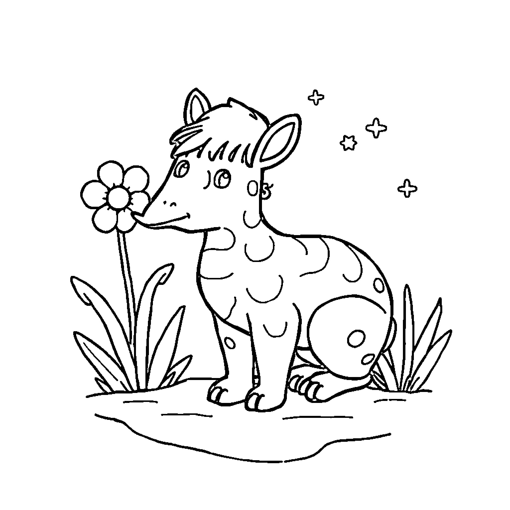 Kids Enjoying Nature with Spotted Pup Coloring Page (free black-and-white line drawing printable PDF for all, from beginners to advanced learners, including children, teens, adults, and seniors)