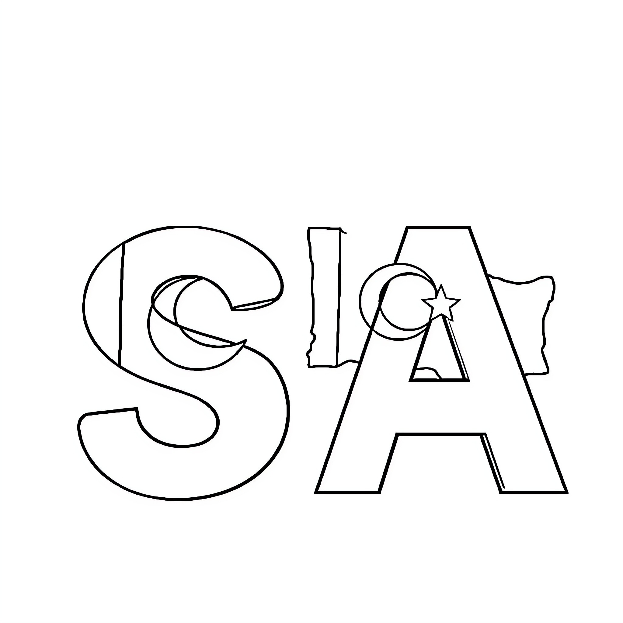 Pakistan and Turkey Symbols Depicted in Minimalist Art Coloring Page (free black-and-white line drawing printable PDF for all, from beginners to advanced learners, including children, teens, adults, and seniors)