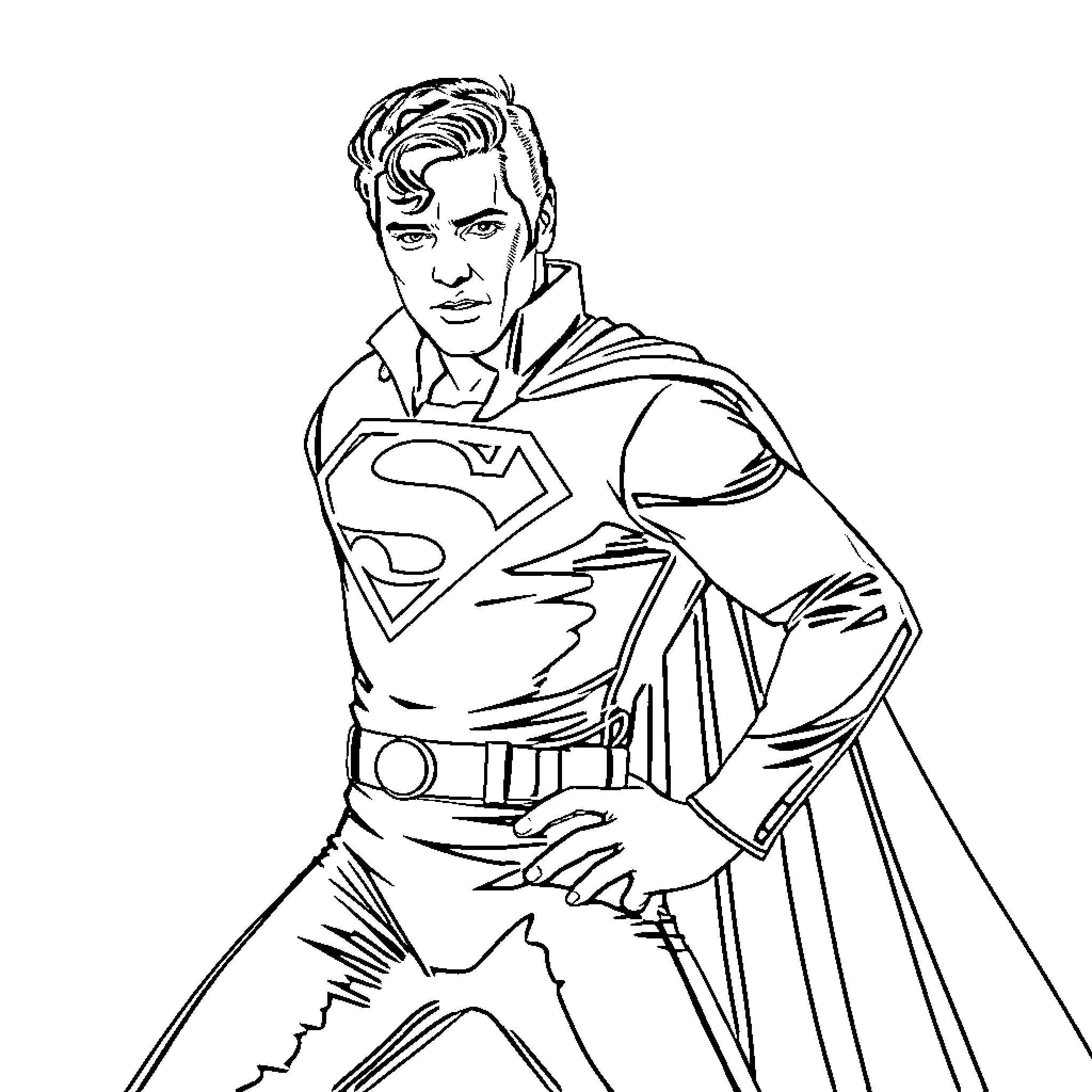 Elvis Presley as iconic superhero Coloring Page (free black-and-white line drawing printable PDF for all, from beginners to advanced learners, including children, teens, adults, and seniors)