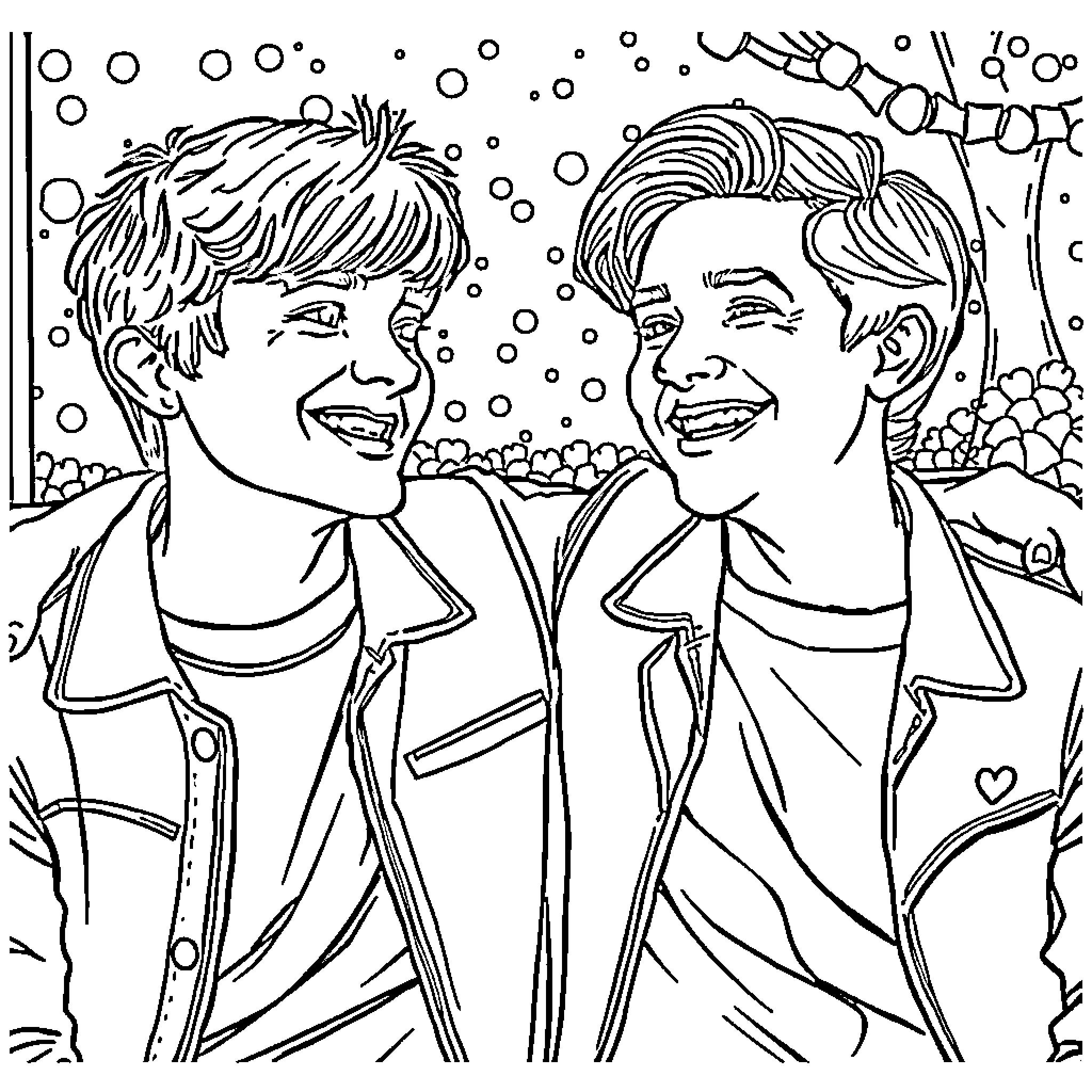 Stevie's Joyful Winter Gathering Coloring Page (free black-and-white line drawing printable PDF for all, from beginners to advanced learners, including children, teens, adults, and seniors)