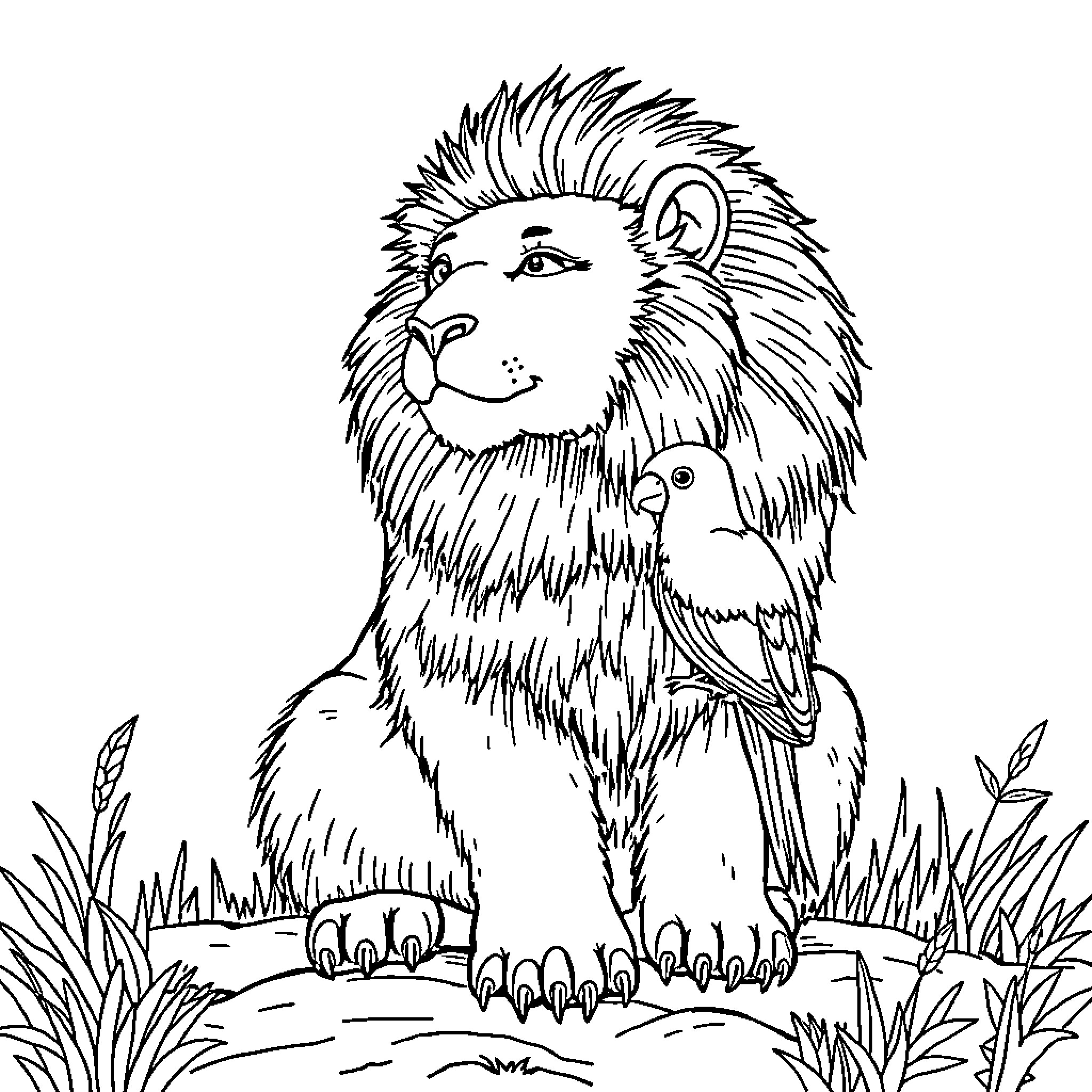 Bear sitting peacefully in the wild Coloring Page (free black-and-white line drawing printable PDF for all, from beginners to advanced learners, including children, teens, adults, and seniors)