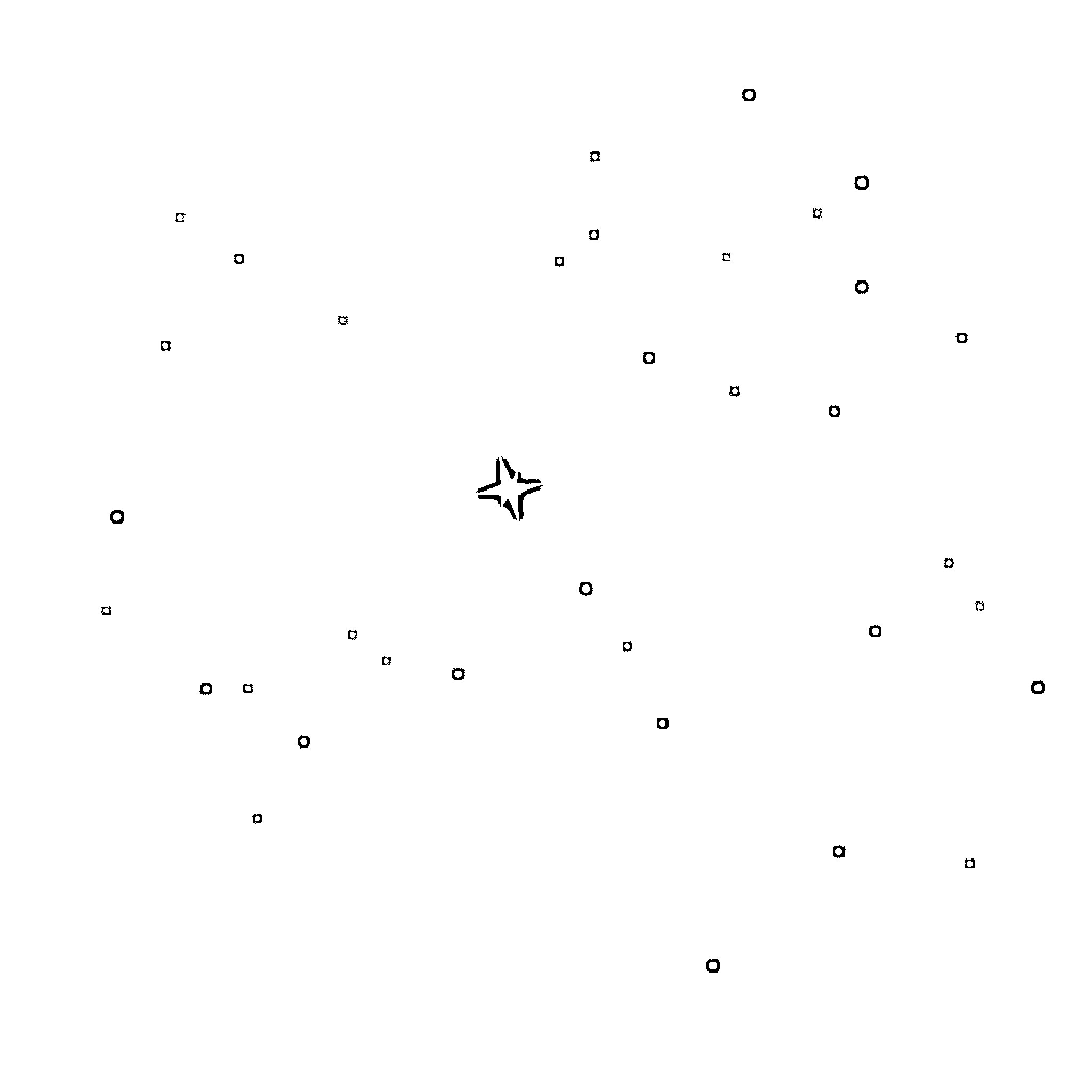 Star Shapes Scattered across Blank Canvas Coloring Page (free black-and-white line drawing printable PDF for all, from beginners to advanced learners, including children, teens, adults, and seniors)