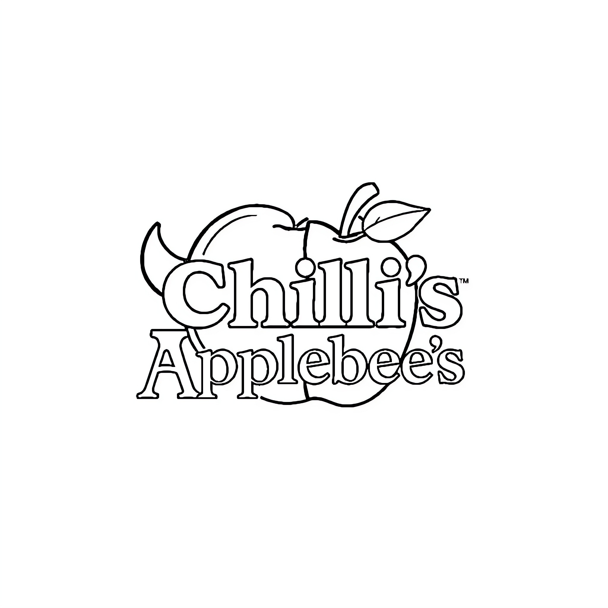 Logo for Chili's Applebee's restaurant Coloring Page (free black-and-white line drawing printable PDF for all, from beginners to advanced learners, including children, teens, adults, and seniors)