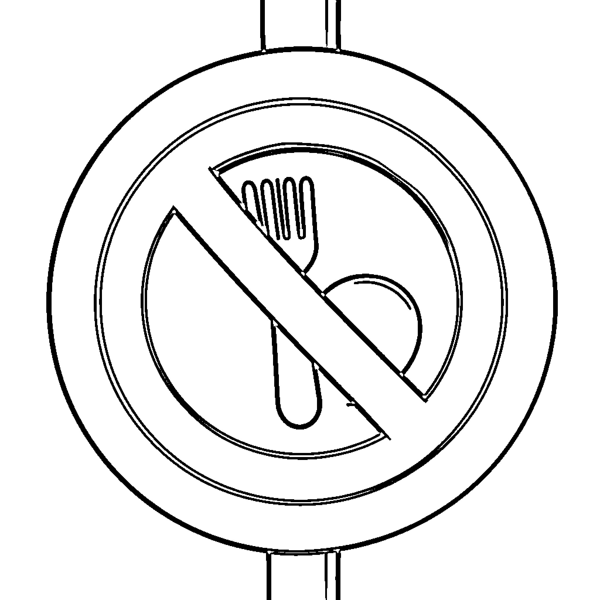 Food service prohibited in the area Coloring Page (free black-and-white line drawing printable PDF for all, from beginners to advanced learners, including children, teens, adults, and seniors)