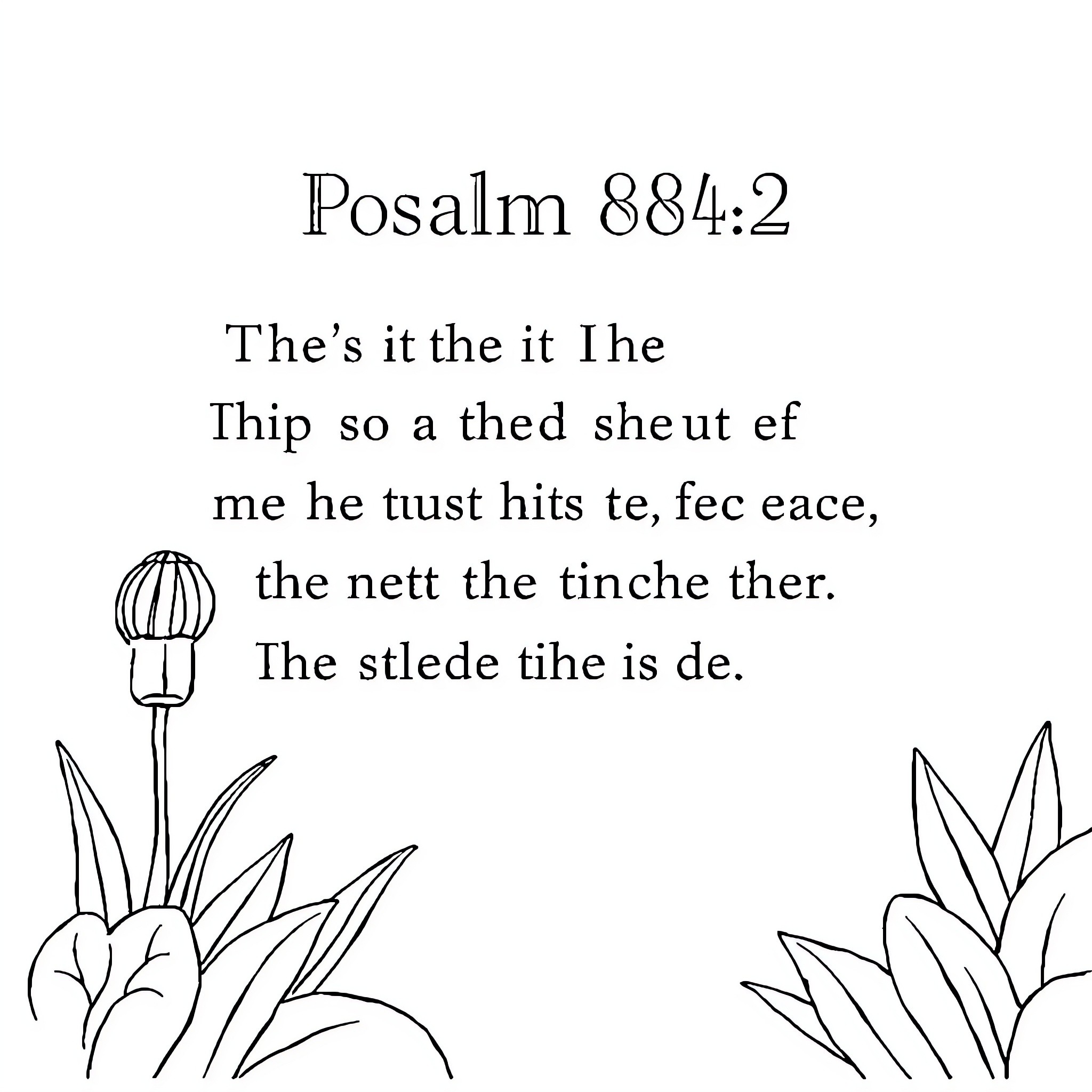 Bible Verse with Whimsical Floral Imagery Coloring Page (free black-and-white line drawing printable PDF for all, from beginners to advanced learners, including children, teens, adults, and seniors)