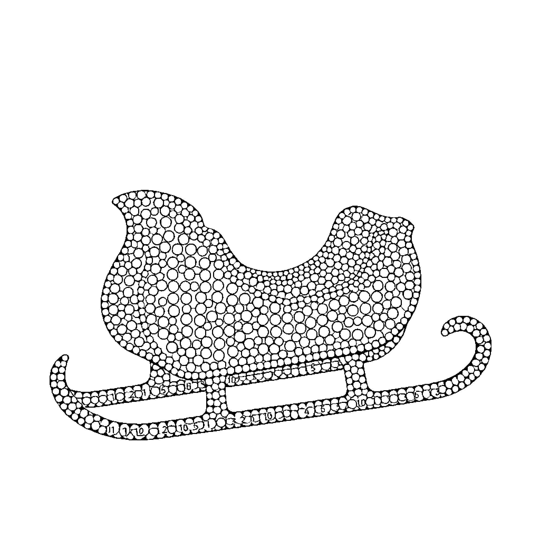 Sled with decorative patterns Coloring Page (free black-and-white line drawing printable PDF for all, from beginners to advanced learners, including children, teens, adults, and seniors)