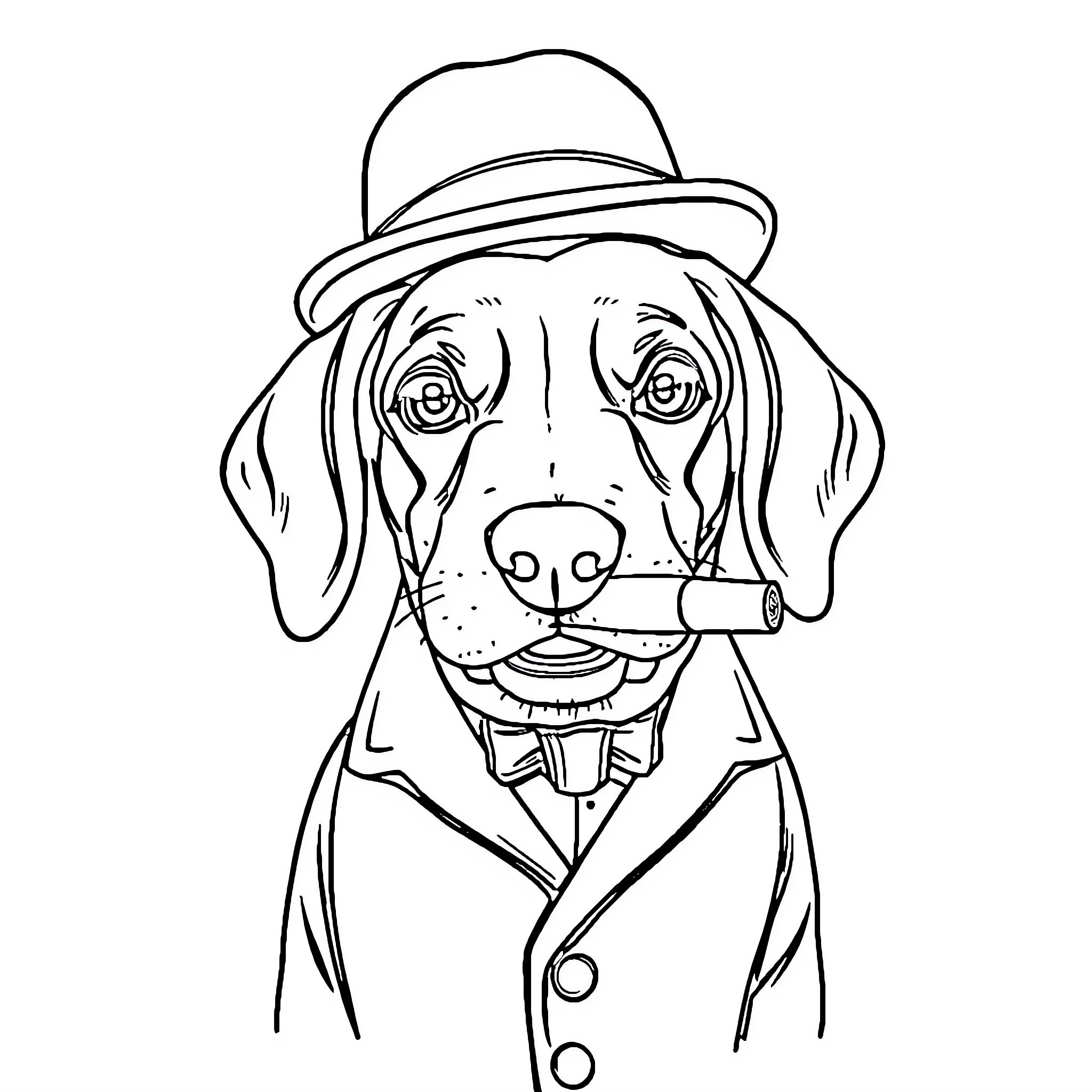 Beagle dressed in formal attire Coloring Page (free black-and-white line drawing printable PDF for all, from beginners to advanced learners, including children, teens, adults, and seniors)