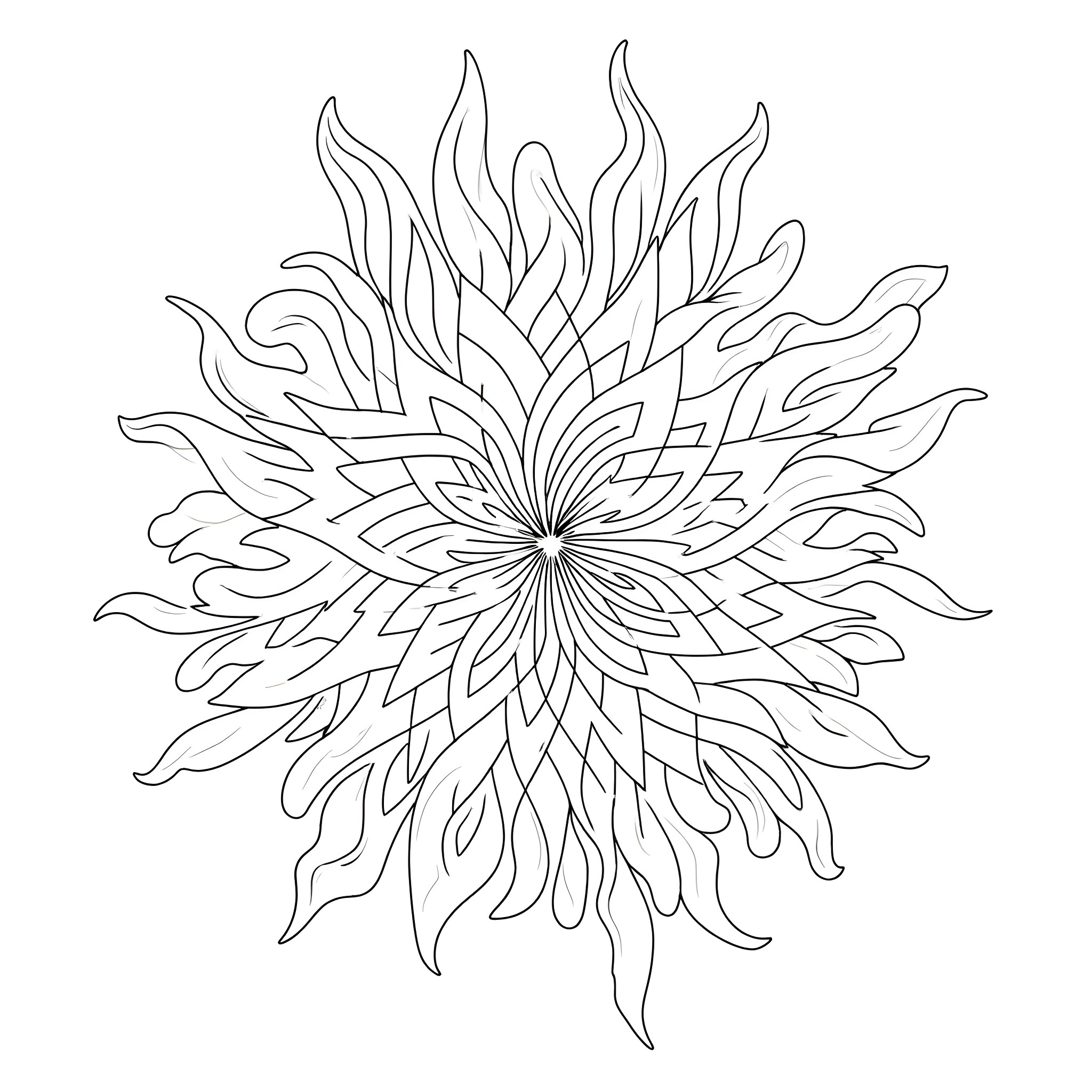 MHX2 Intricate Flower Illustration Coloring Page (free black-and-white line drawing printable PDF for all, from beginners to advanced learners, including children, teens, adults, and seniors)