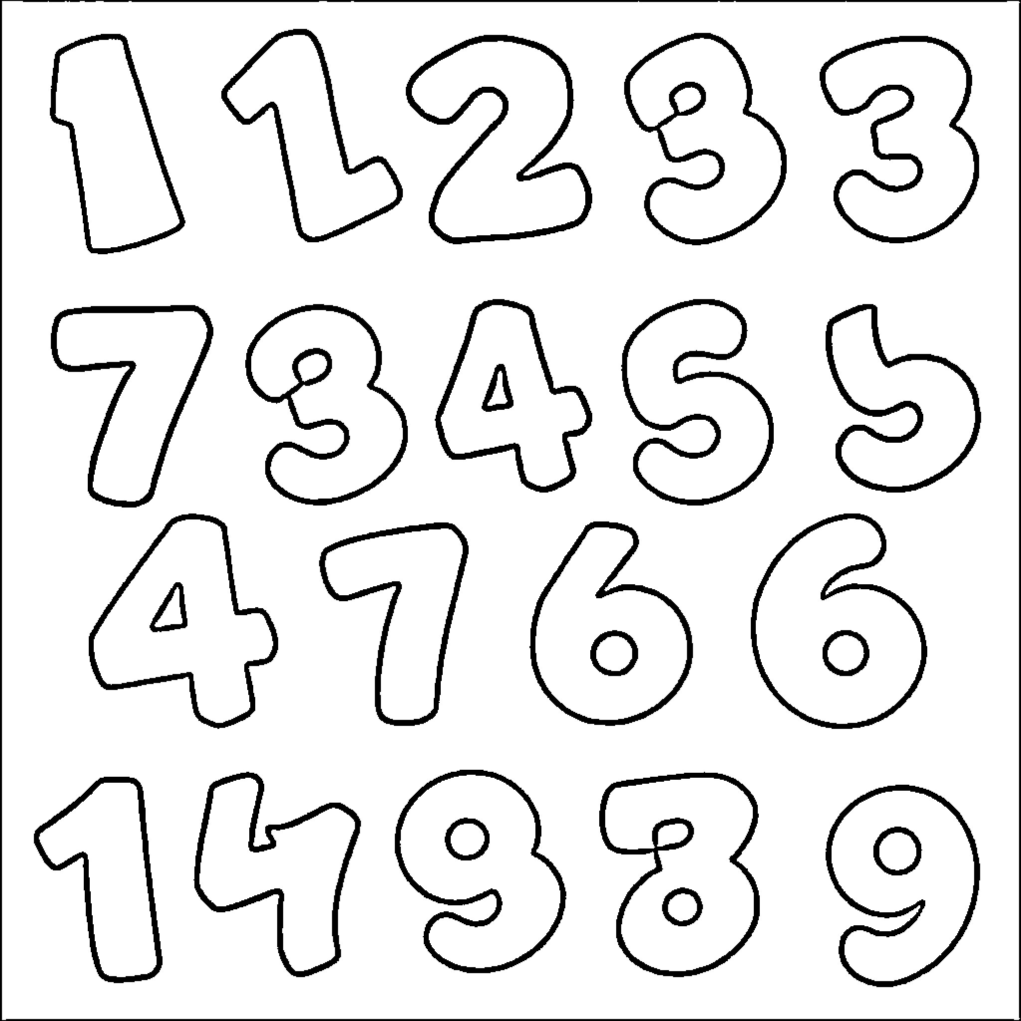 Number Outline of Numerical Symbols Coloring Page (free black-and-white line drawing printable PDF for all, from beginners to advanced learners, including children, teens, adults, and seniors)