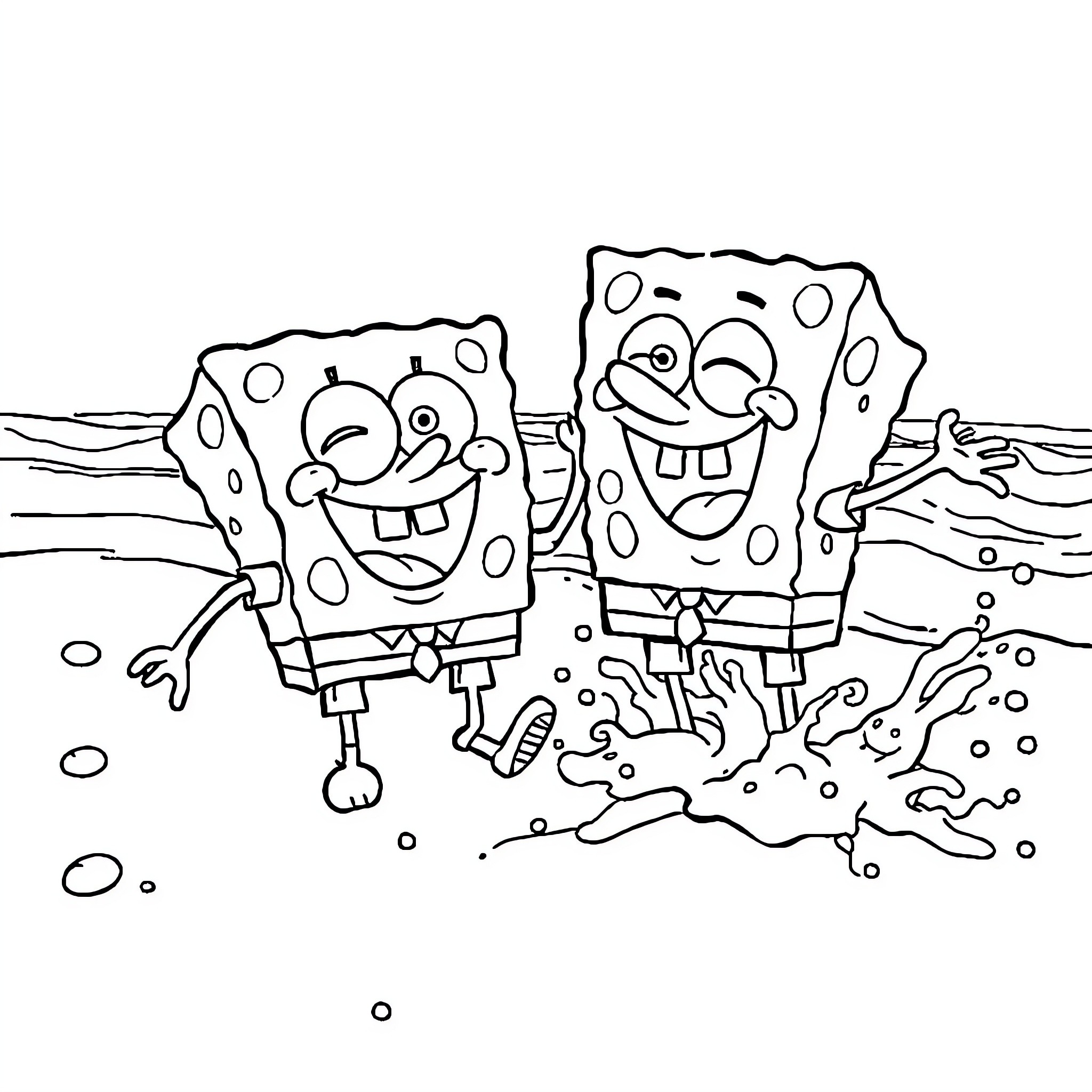 Bluey's Cheerful Underwater Adventure Coloring Page (free black-and-white line drawing printable PDF for all, from beginners to advanced learners, including children, teens, adults, and seniors)