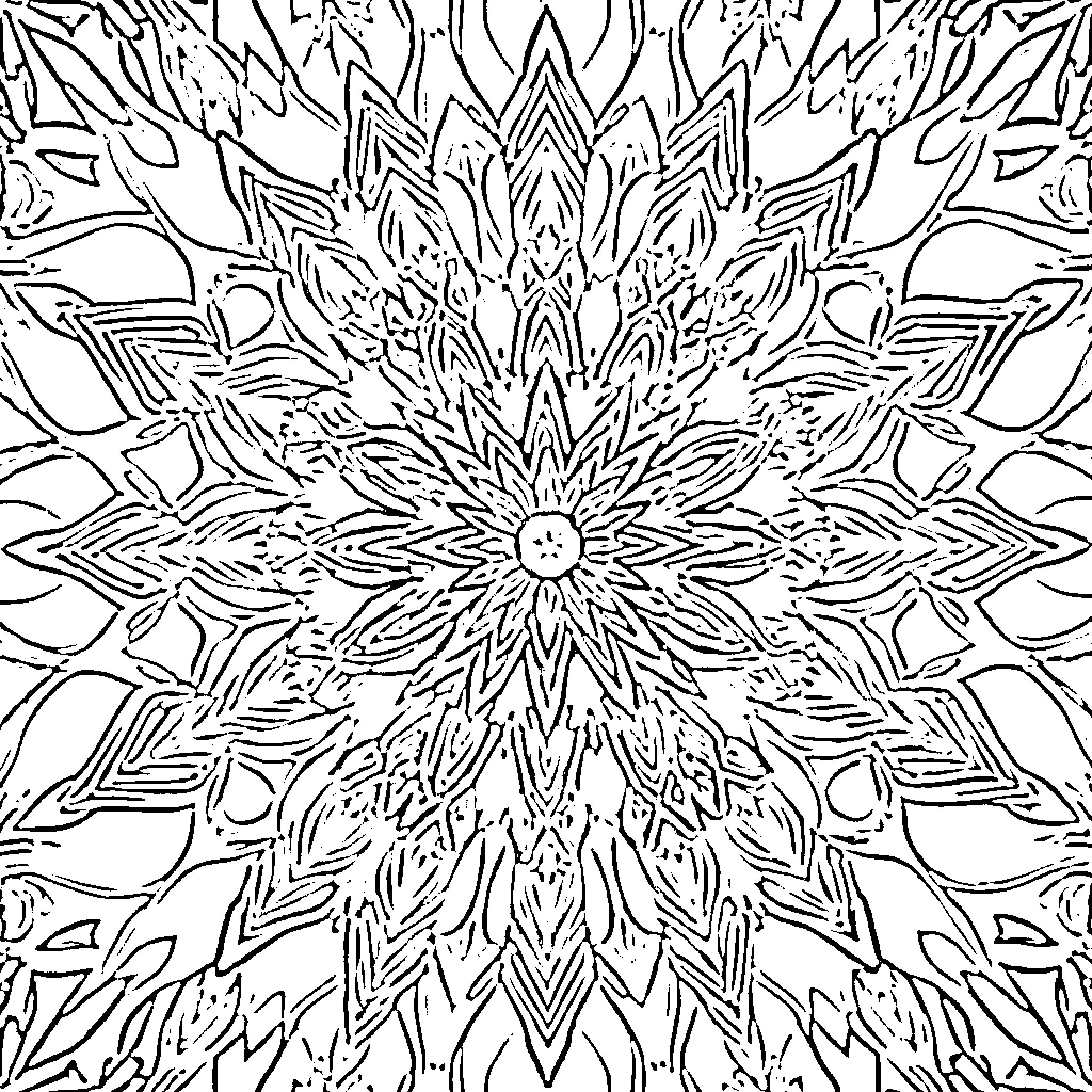 Mandala of intricate floral patterns Coloring Page (free black-and-white line drawing printable PDF for all, from beginners to advanced learners, including children, teens, adults, and seniors)