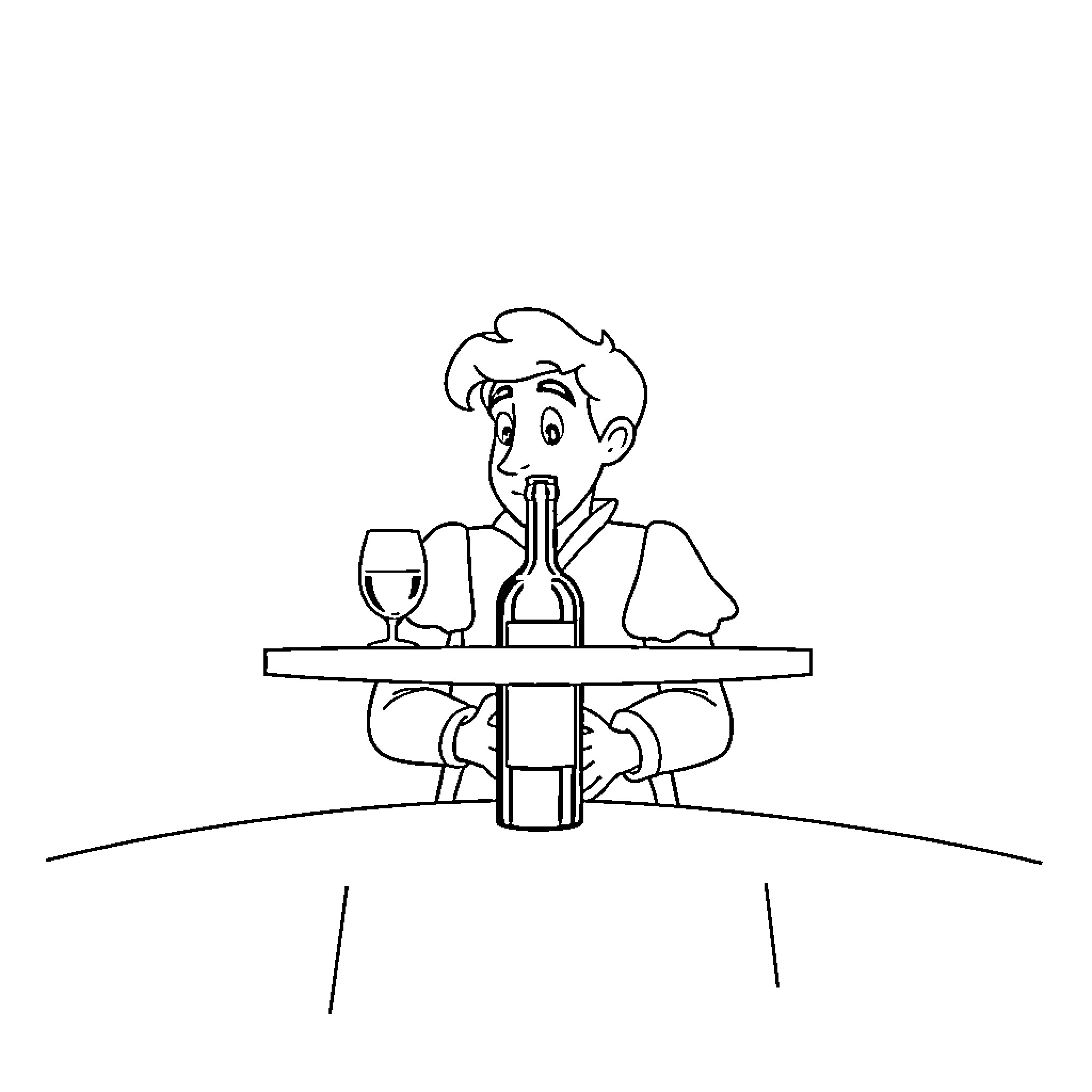 Disney Prince enjoying a glass of wine Coloring Page (free black-and-white line drawing printable PDF for all, from beginners to advanced learners, including children, teens, adults, and seniors)
