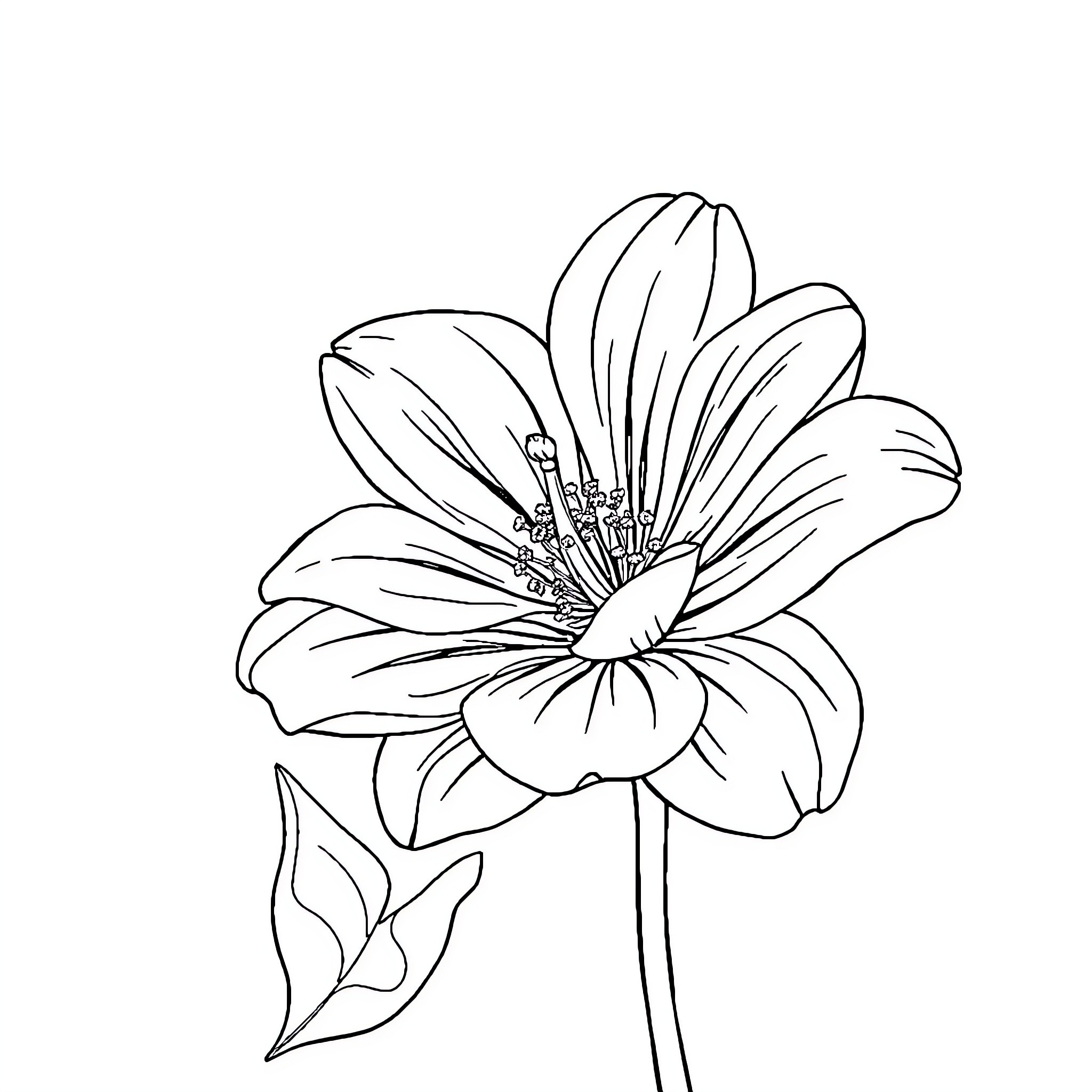 Flower with detailed petals and center Coloring Page (free black-and-white line drawing printable PDF for all, from beginners to advanced learners, including children, teens, adults, and seniors)