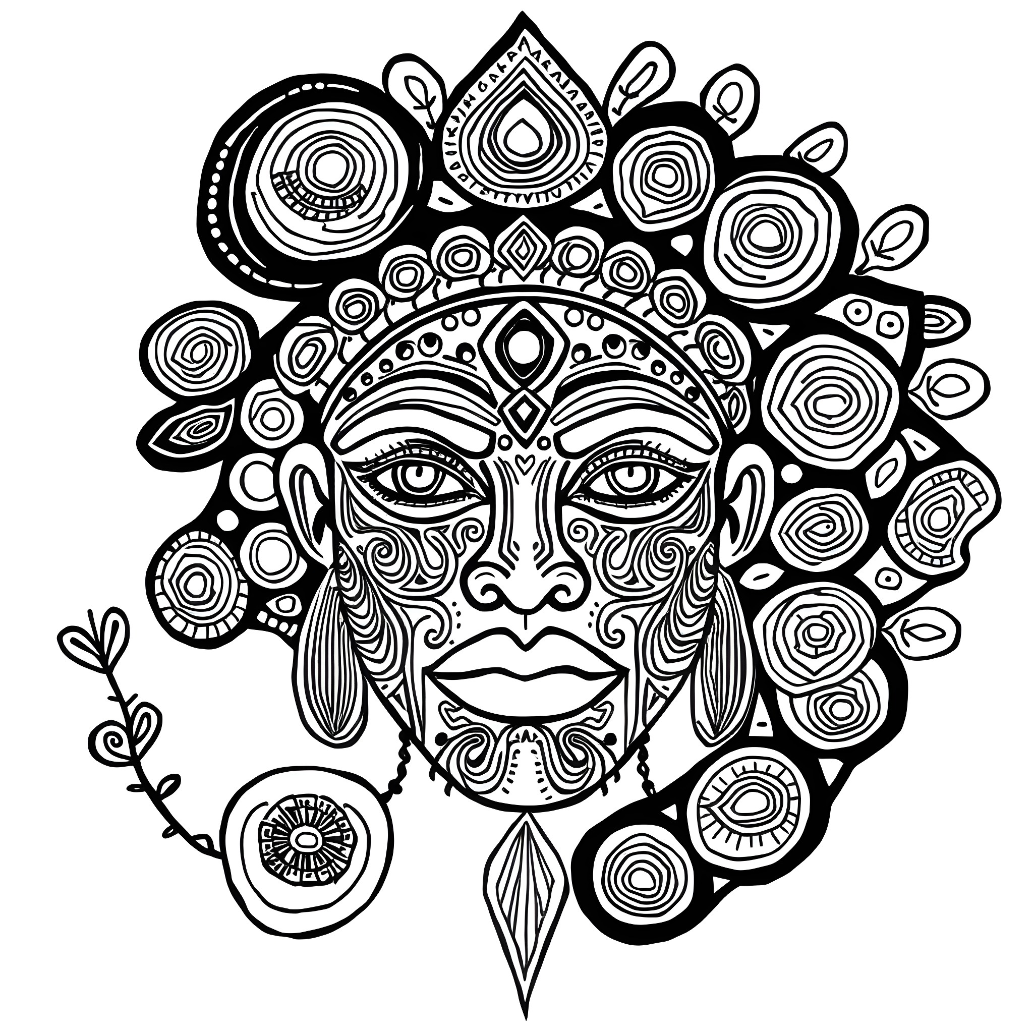 NAIDOC Art with Intricate Tribal Patterns Coloring Page (free black-and-white line drawing printable PDF for all, from beginners to advanced learners, including children, teens, adults, and seniors)
