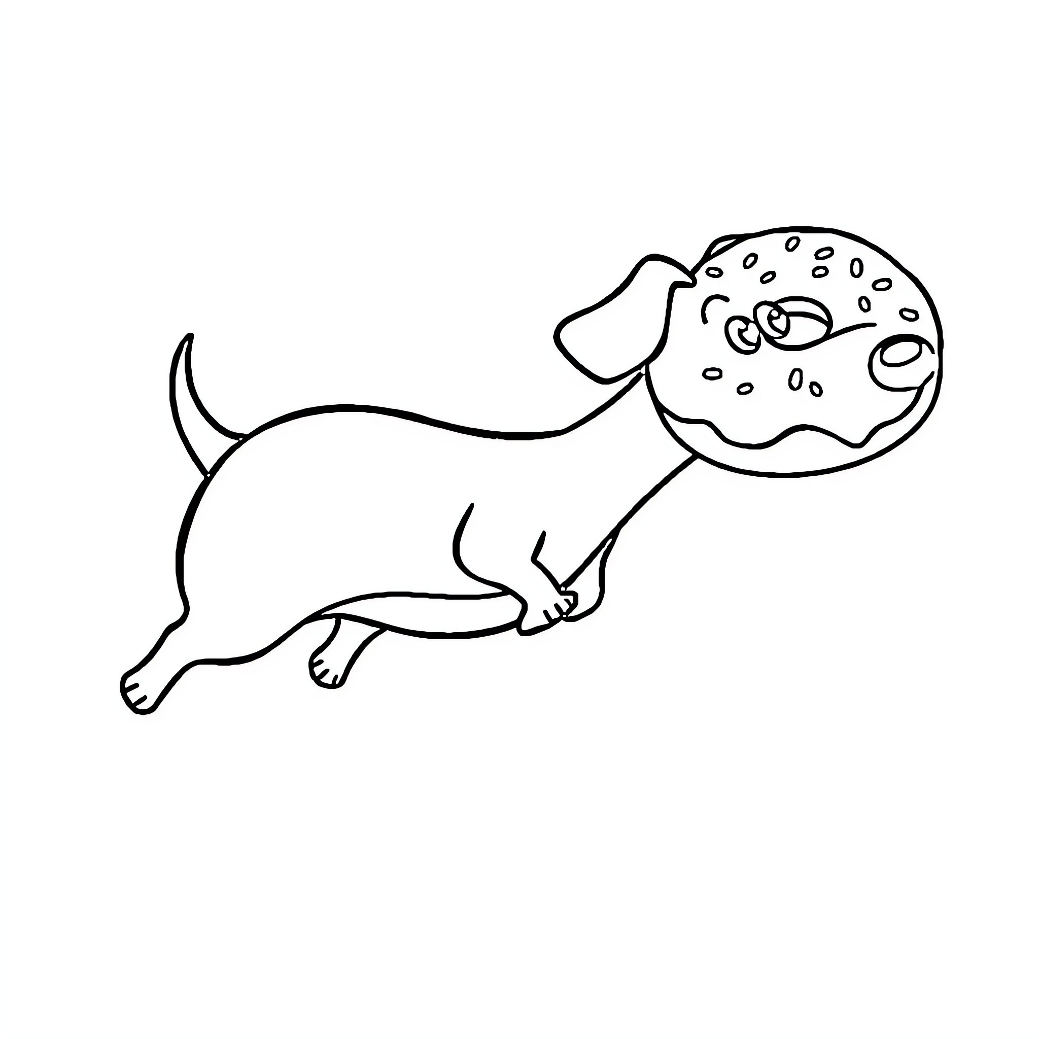 Sausage Dog running playfully Coloring Page (free black-and-white line drawing printable PDF for all, from beginners to advanced learners, including children, teens, adults, and seniors)