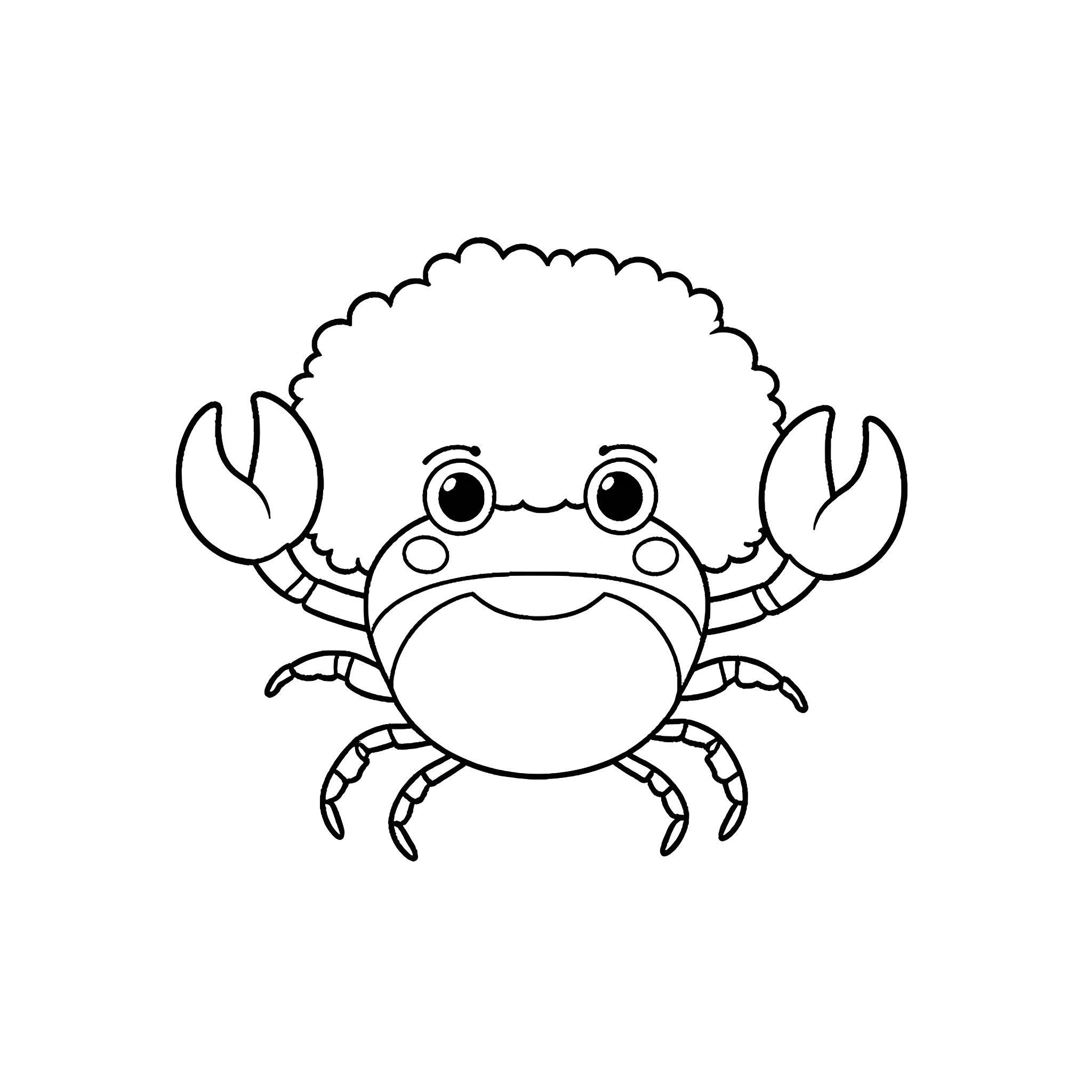Crab with big eyes and pinchers Coloring Page (free black-and-white line drawing printable PDF for all, from beginners to advanced learners, including children, teens, adults, and seniors)