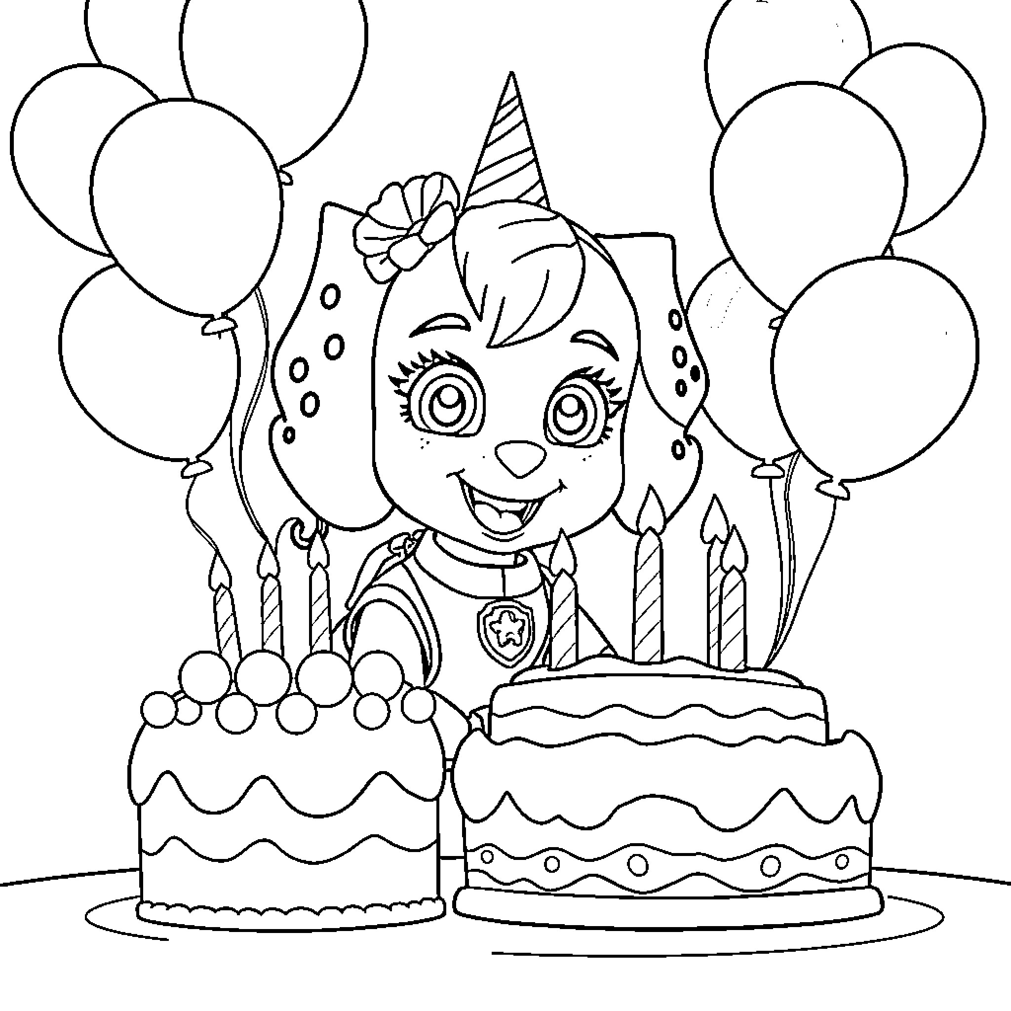 Sky full of celebration and party Coloring Page (free black-and-white line drawing printable PDF for all, from beginners to advanced learners, including children, teens, adults, and seniors)