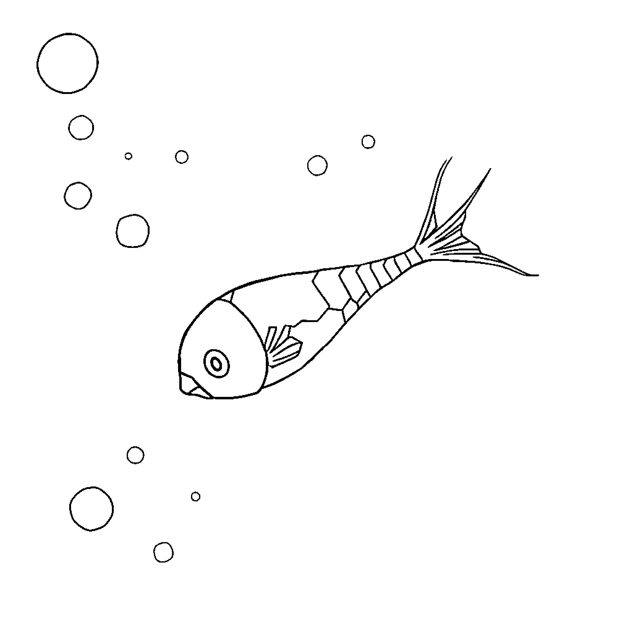 Zooplankton swimming in the ocean Coloring Page (free black-and-white line drawing printable PDF for all, from beginners to advanced learners, including children, teens, adults, and seniors)