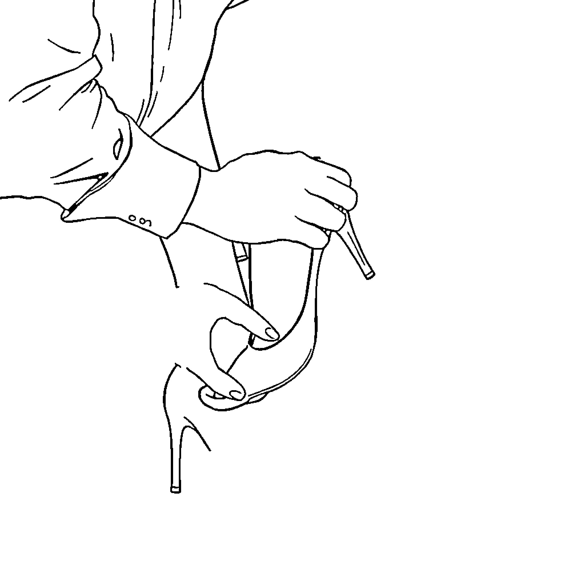 Man adjusting high-heeled shoe Coloring Page (free black-and-white line drawing printable PDF for all, from beginners to advanced learners, including children, teens, adults, and seniors)