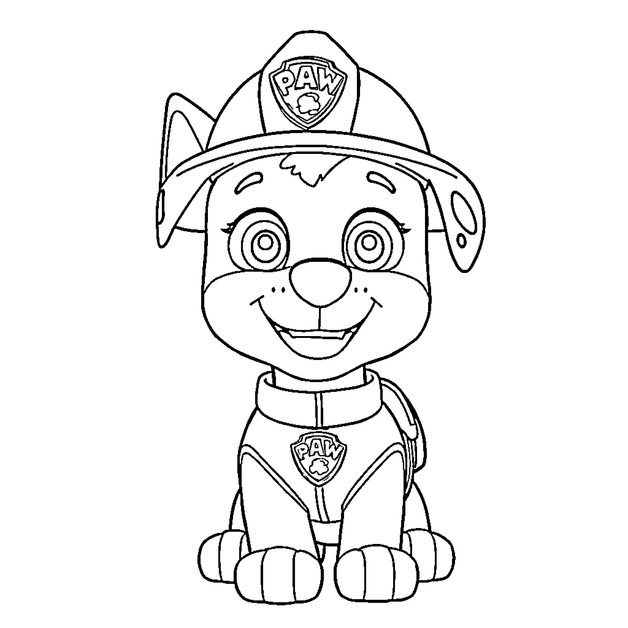 Marshall's Heroic Pup Adventures Coloring Page (free black-and-white line drawing printable PDF for all, from beginners to advanced learners, including children, teens, adults, and seniors)