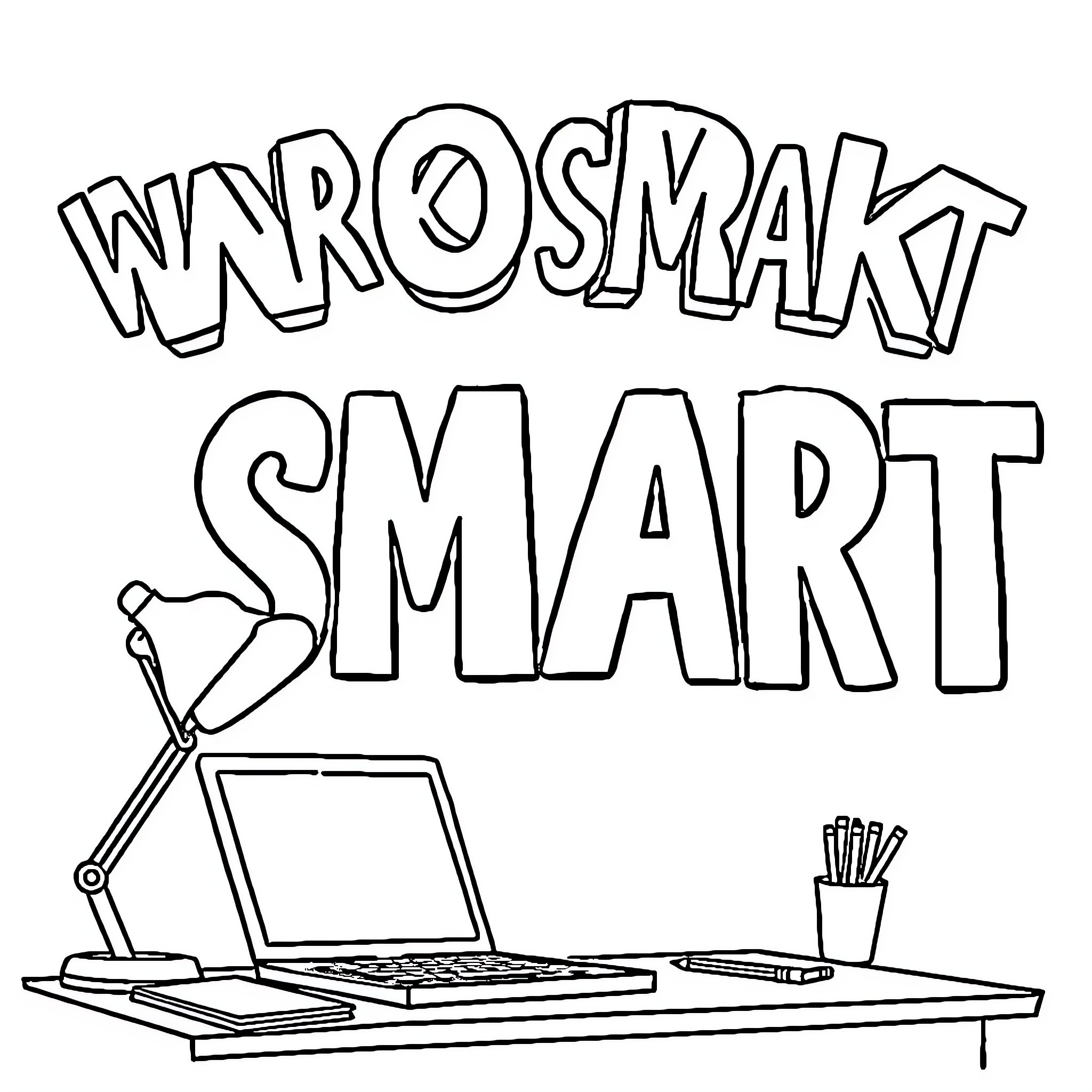 Work Hard, Smart Coloring Page (free black-and-white line drawing printable PDF for all, from beginners to advanced learners, including children, teens, adults, and seniors)