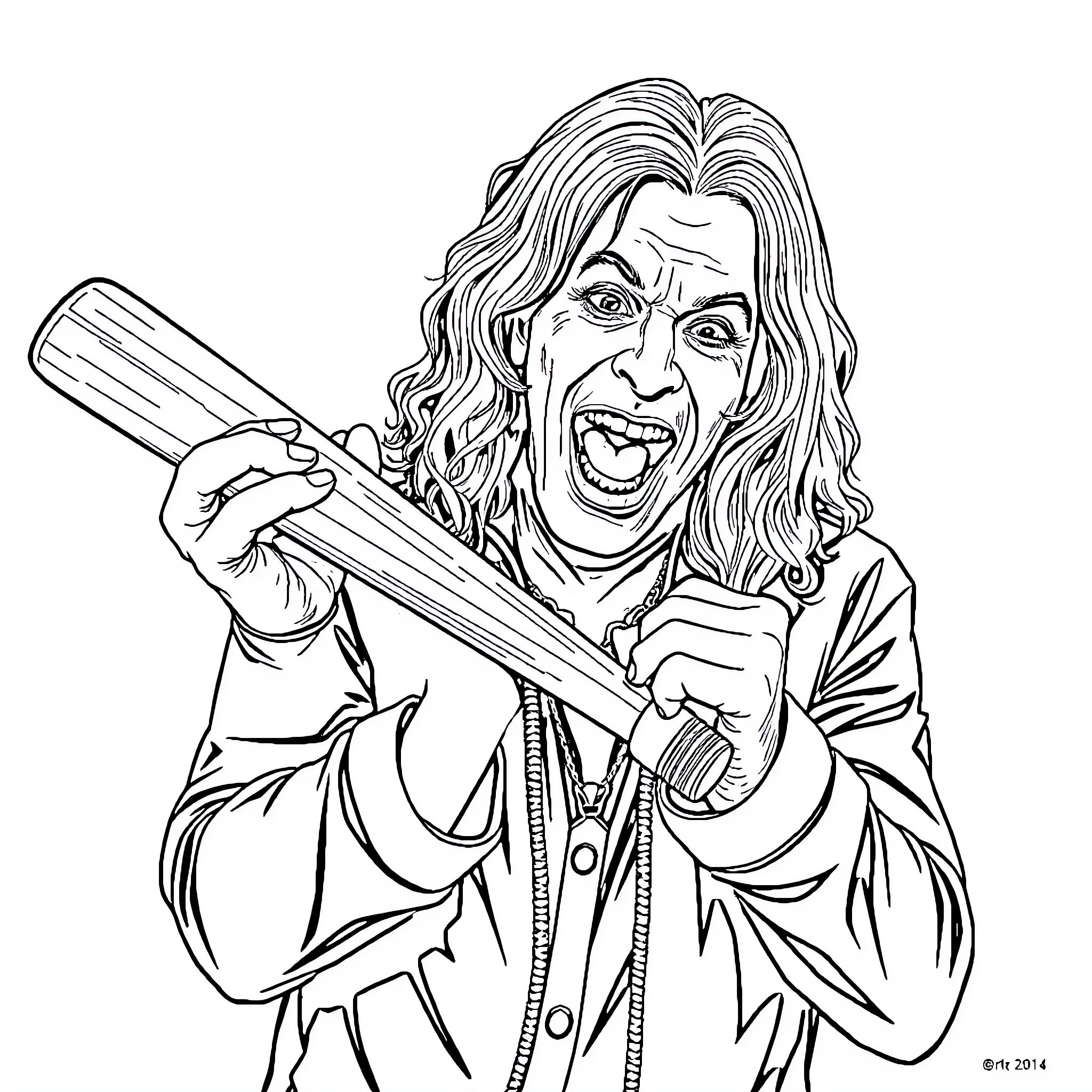 Ozzy Rocking Out with Intensity Coloring Page (free black-and-white line drawing printable PDF for all, from beginners to advanced learners, including children, teens, adults, and seniors)