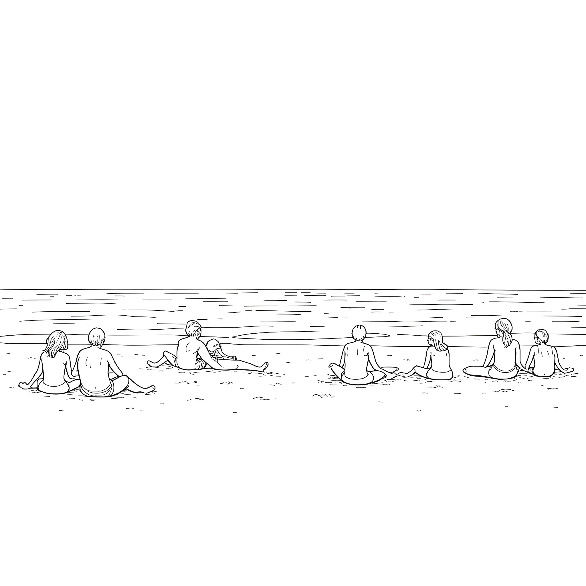 Person meditating in serene natural setting Coloring Page (free black-and-white line drawing printable PDF for all, from beginners to advanced learners, including children, teens, adults, and seniors)