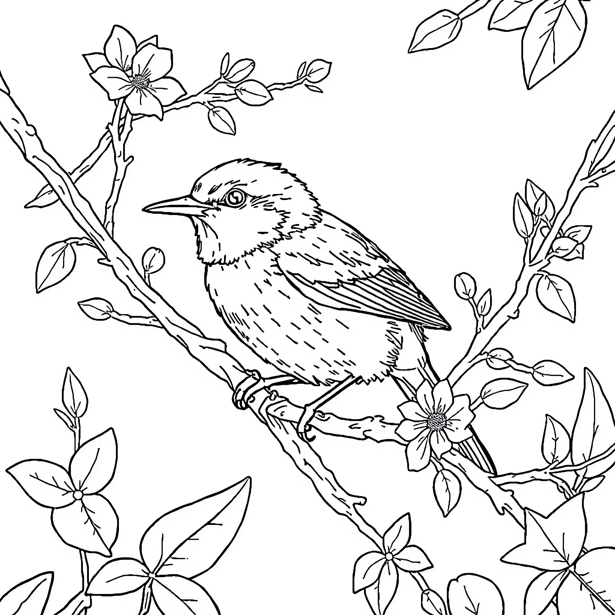 Bang Mannetje enjoying nature's beauty Coloring Page (free black-and-white line drawing printable PDF for all, from beginners to advanced learners, including children, teens, adults, and seniors)