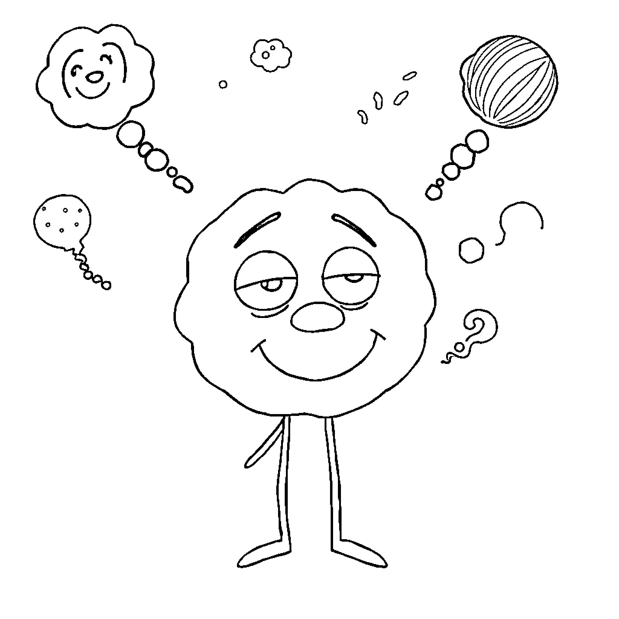 Brainrot: Whimsical Mental Musings Coloring Page (free black-and-white line drawing printable PDF for all, from beginners to advanced learners, including children, teens, adults, and seniors)