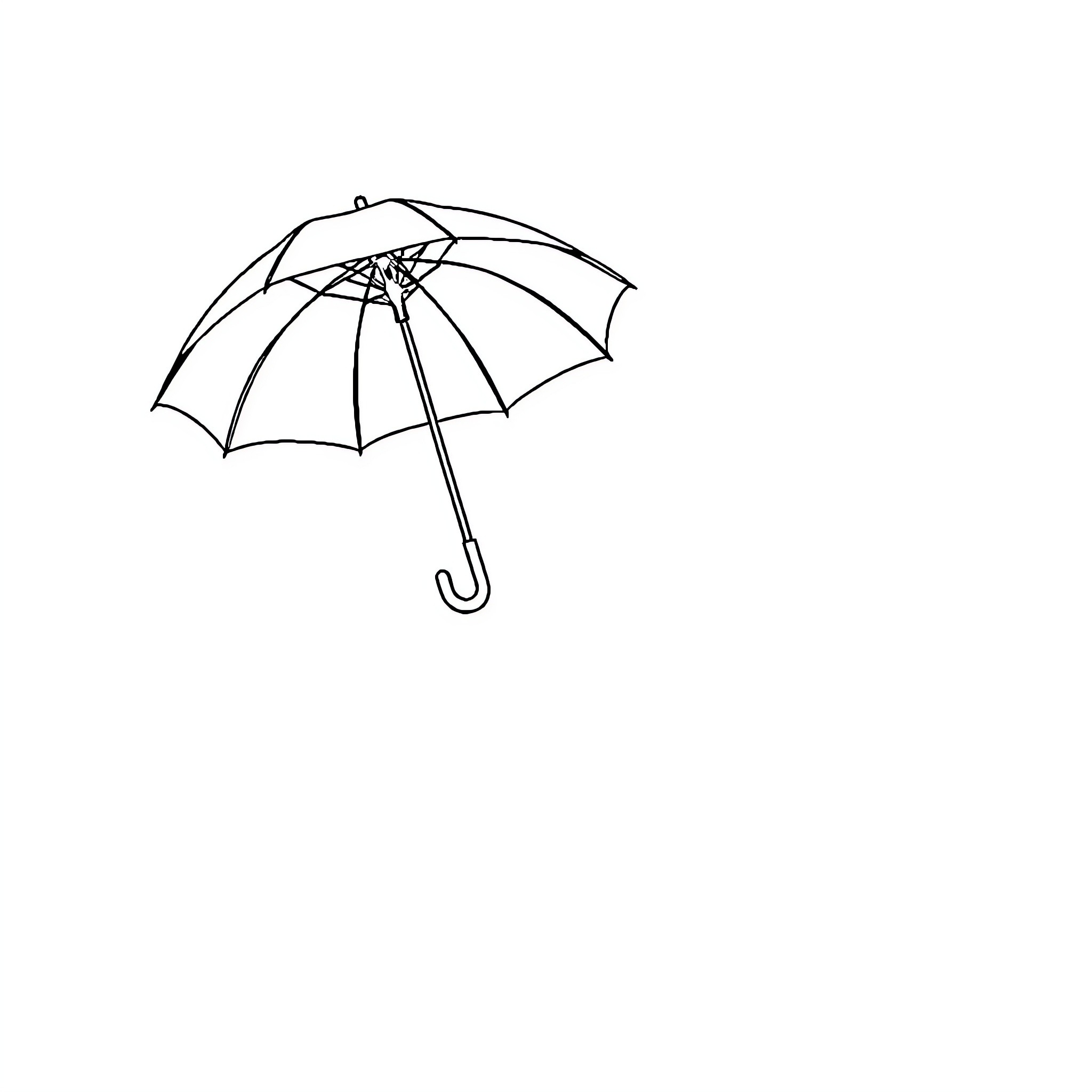 Umbrella in simple outline Coloring Page (free black-and-white line drawing printable PDF for all, from beginners to advanced learners, including children, teens, adults, and seniors)